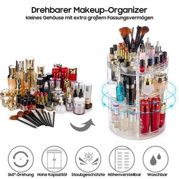 Aoucheni Make-Up Organizer Kosmetische Pinselablage und Organizer drehbar, höhenverstellbar, Großes Fassungsvermögen, sechs Höhen, klares Acryl