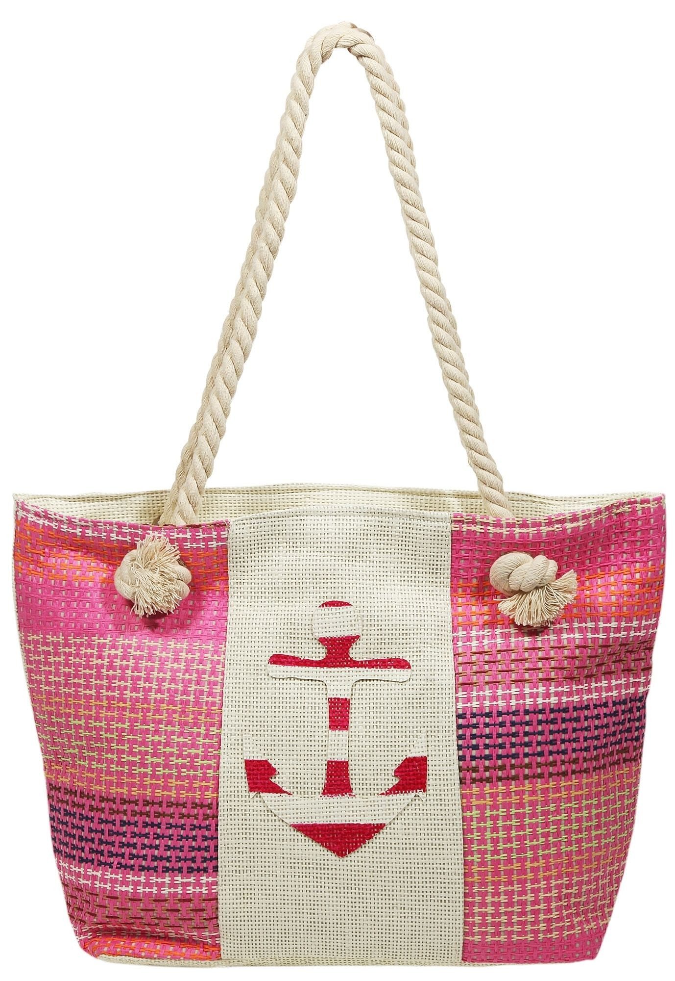 Cham Cham Strandtasche Linda Strandtasche aus Bastfaser, maritim (Einzeln)