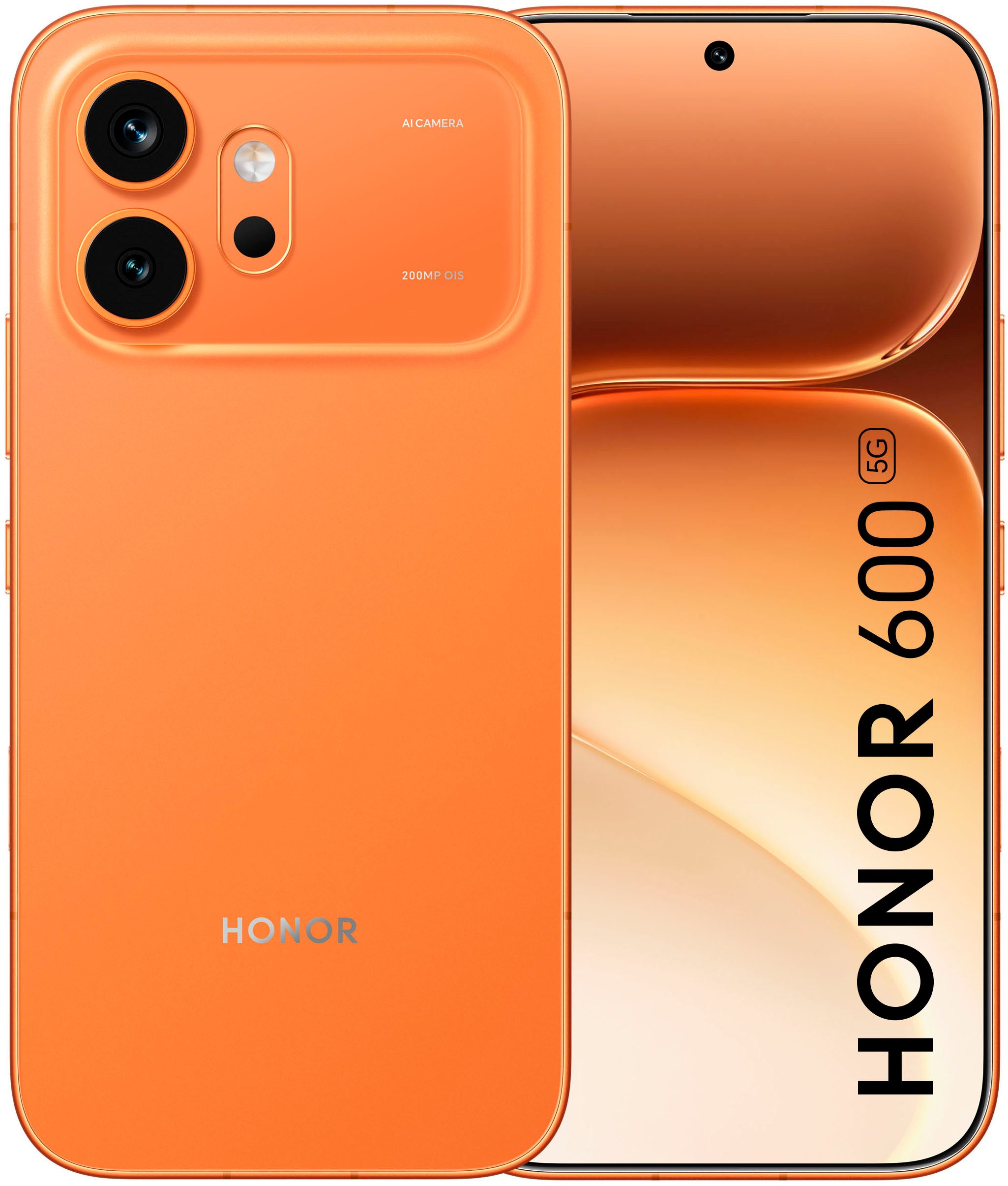 Honor HONOR 600 5G Orange 8 Gigabyte 256 Gigabyte Smartphone (256 GB Speicherplatz, 200 MP MP Kamera, Stereo Speakers,Dual SIM)