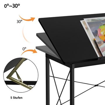 Yaheetech Zeichentisch, Architektentisch mit Verstellbarer Arbeitsfläche & Stiftablage