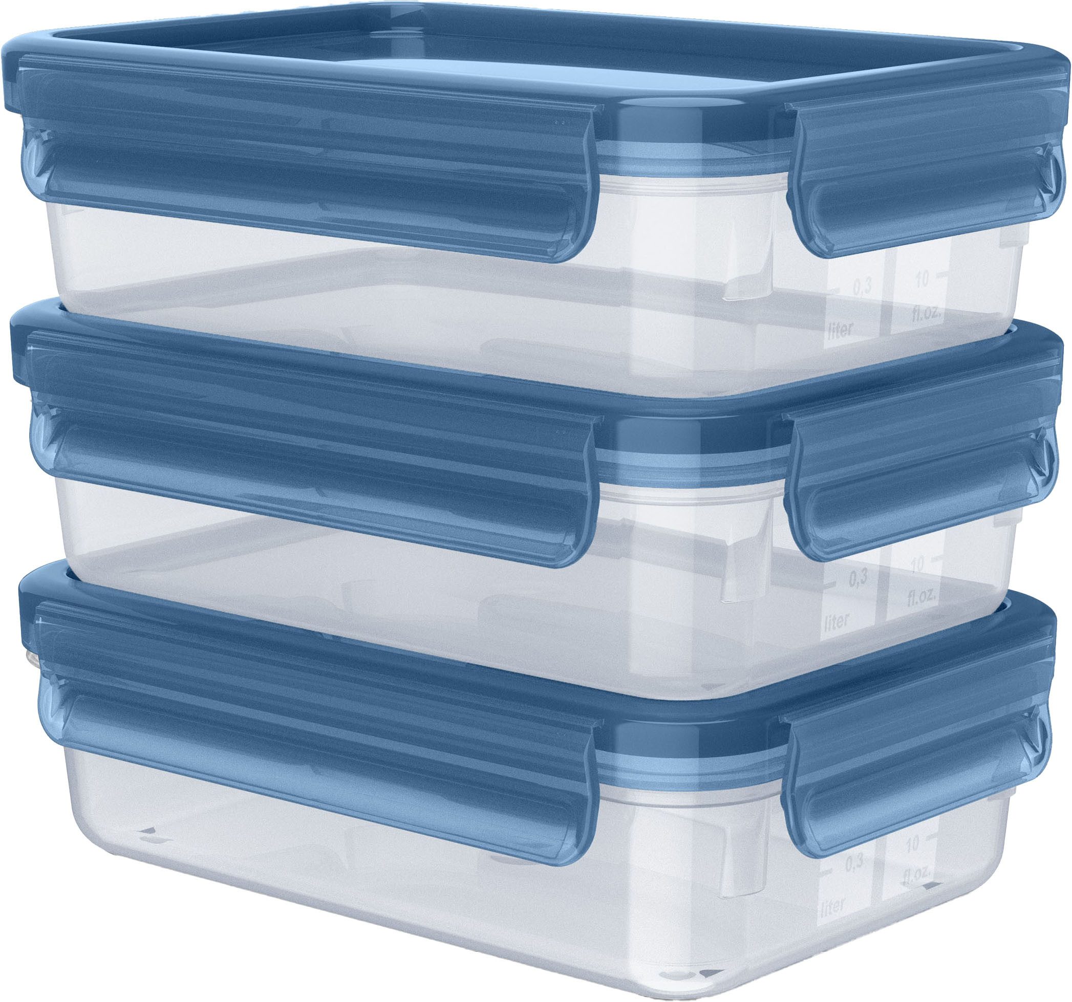 Emsa Frischhaltedose Clip & Close Eco, Polyprophylen (PP), (Set, 3-tlg), 3x 0,8 l, 100% dicht, mikrowellen-/spülmaschinen-/gefriergeeignet