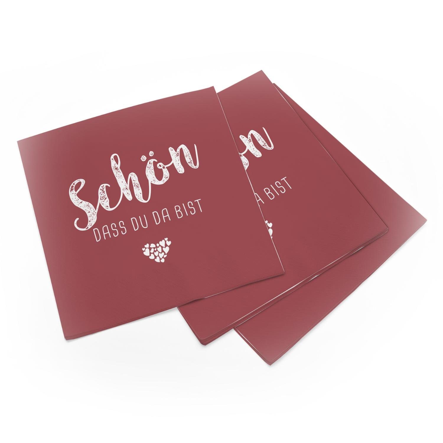 itenga Papierserviette itenga 20x Serviette Schön dass du da bist bordeaux rot – Bild 3 von 4