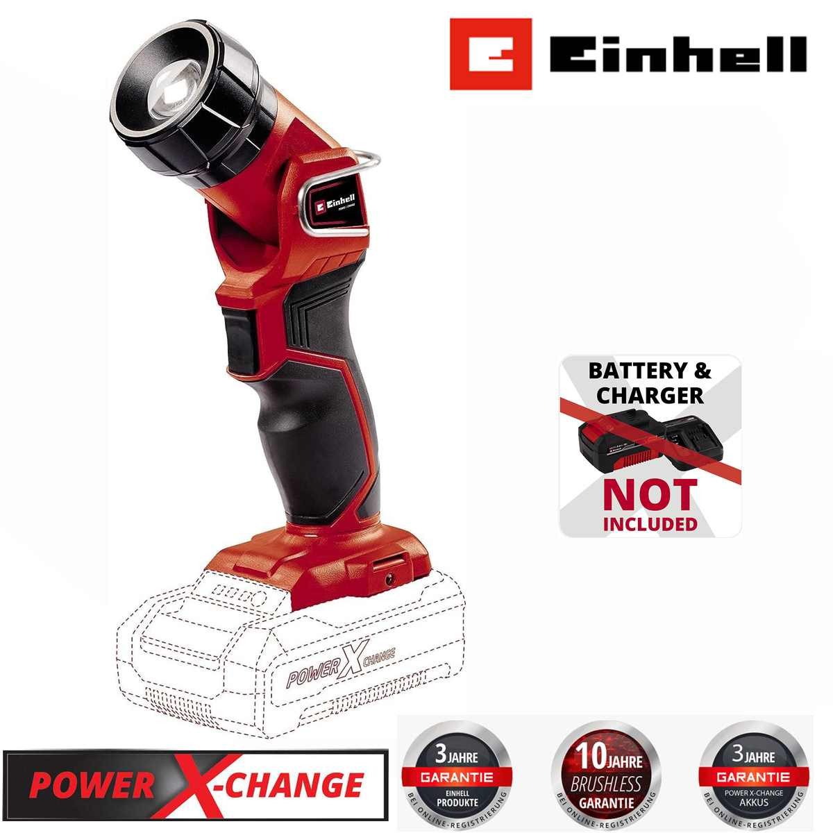 Einhell LED Taschenlampe Akku-Lampe TC-CL 18 Li H-Solo 18 V, 280 lm, 33 m Leuchtweite