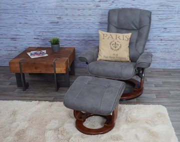 MCA furniture Relaxsessel Halifax-S, Inkl. gepolstertem Fußhocker, Sessel um 360° drehbar, Breite Armlehnen