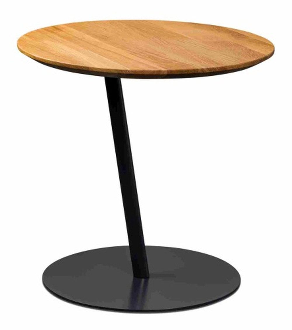 Beistelltisch in schwarz + Wildeiche, Metall + Massivholz - 49x50cm (HxD)