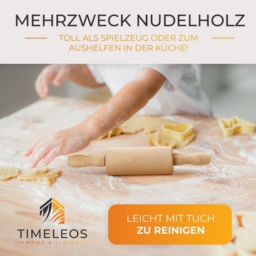 TIMELEOS Nudelholz TIMELEOS Teigroller klein - Nudelholz klein - Kinder Kindernudelholz Buchenholz, (1-tlg), Holz Natur nachhaltig