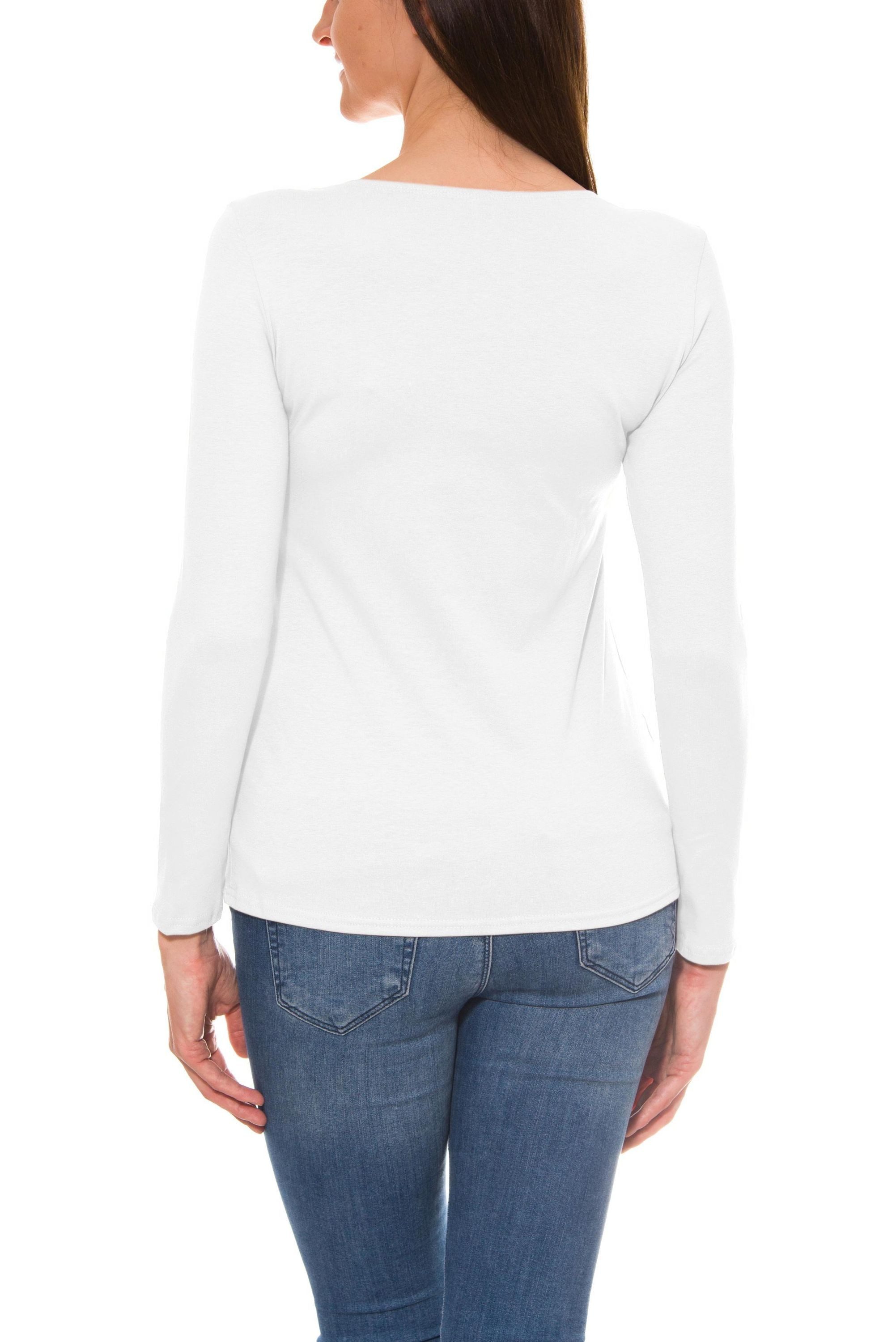 Alkato Longshirt Alkato Damen Langarm Shirt mit O-Ausschnitt