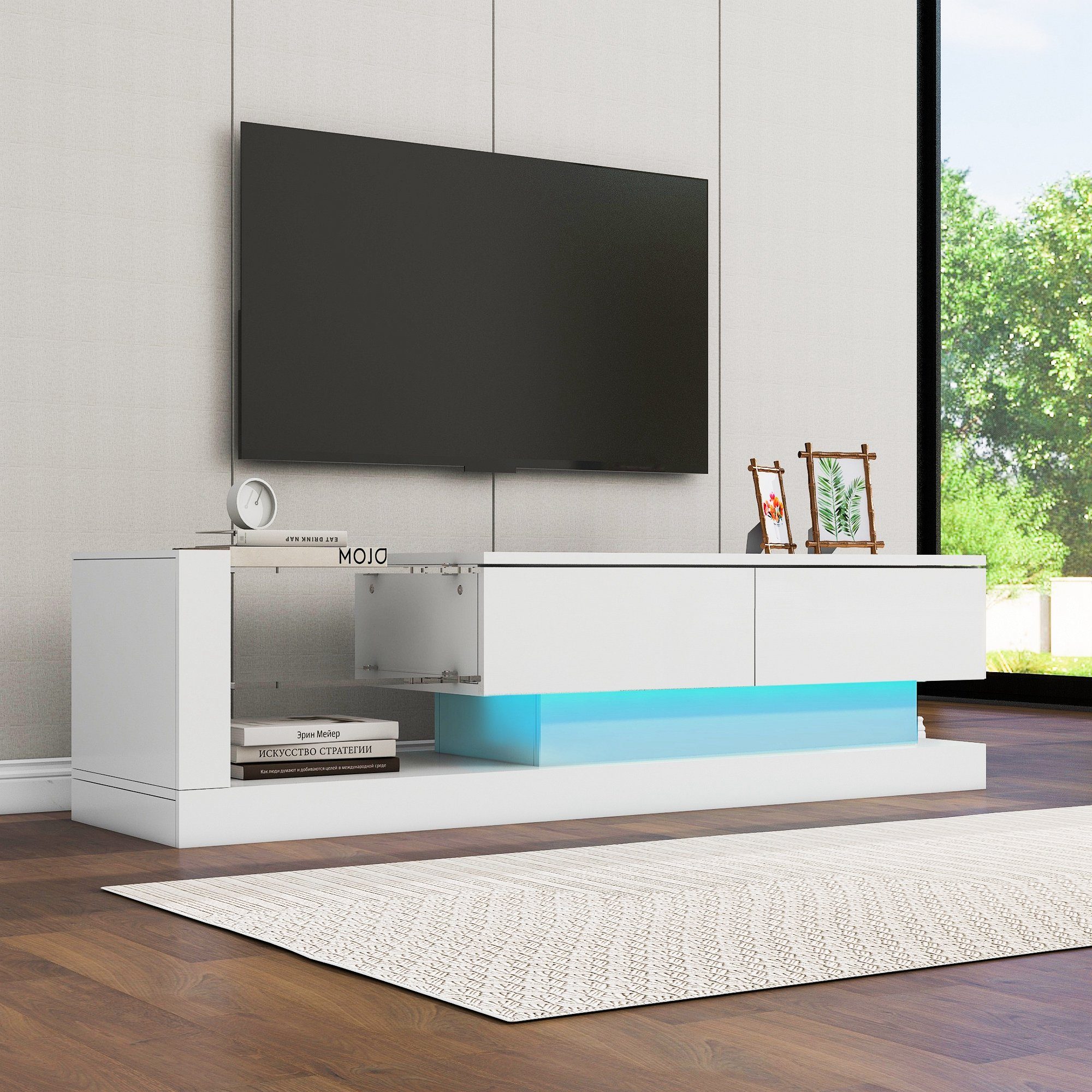 Celya TV-Schrank Stilvoller TV-Schrank - 1,4m lang,LED-Beleuchtung,60 Zoll TV-Fläche
