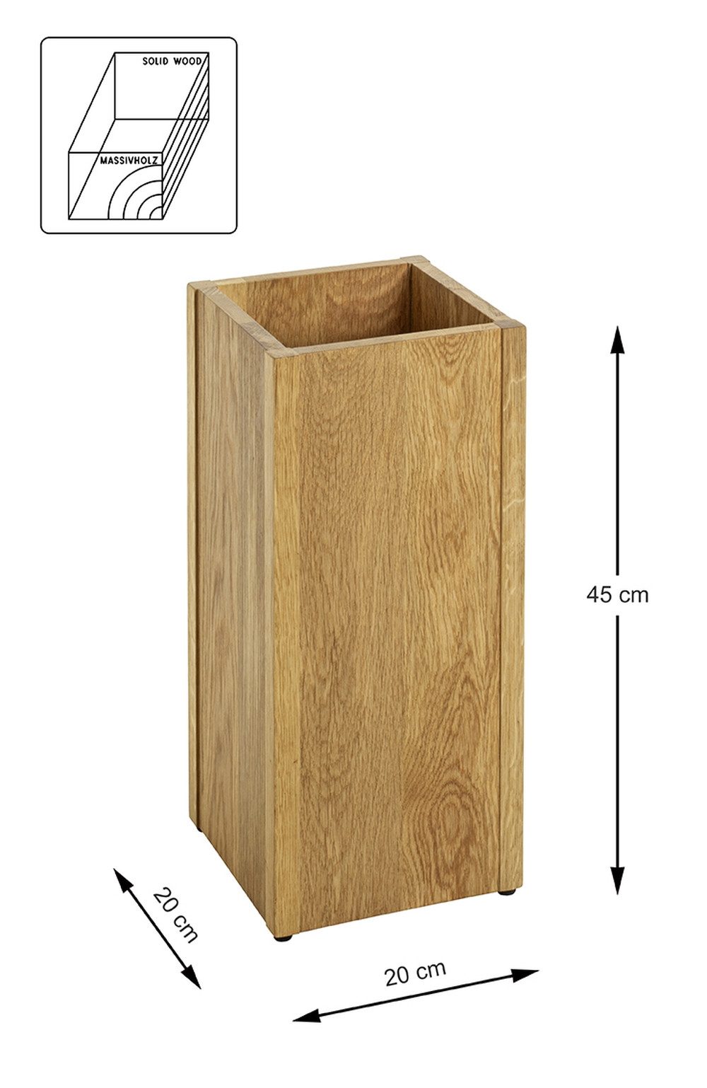 freiraum Schirmständer 54349, in eiche, Massivholz - 20x45x20cm (BxHxT)