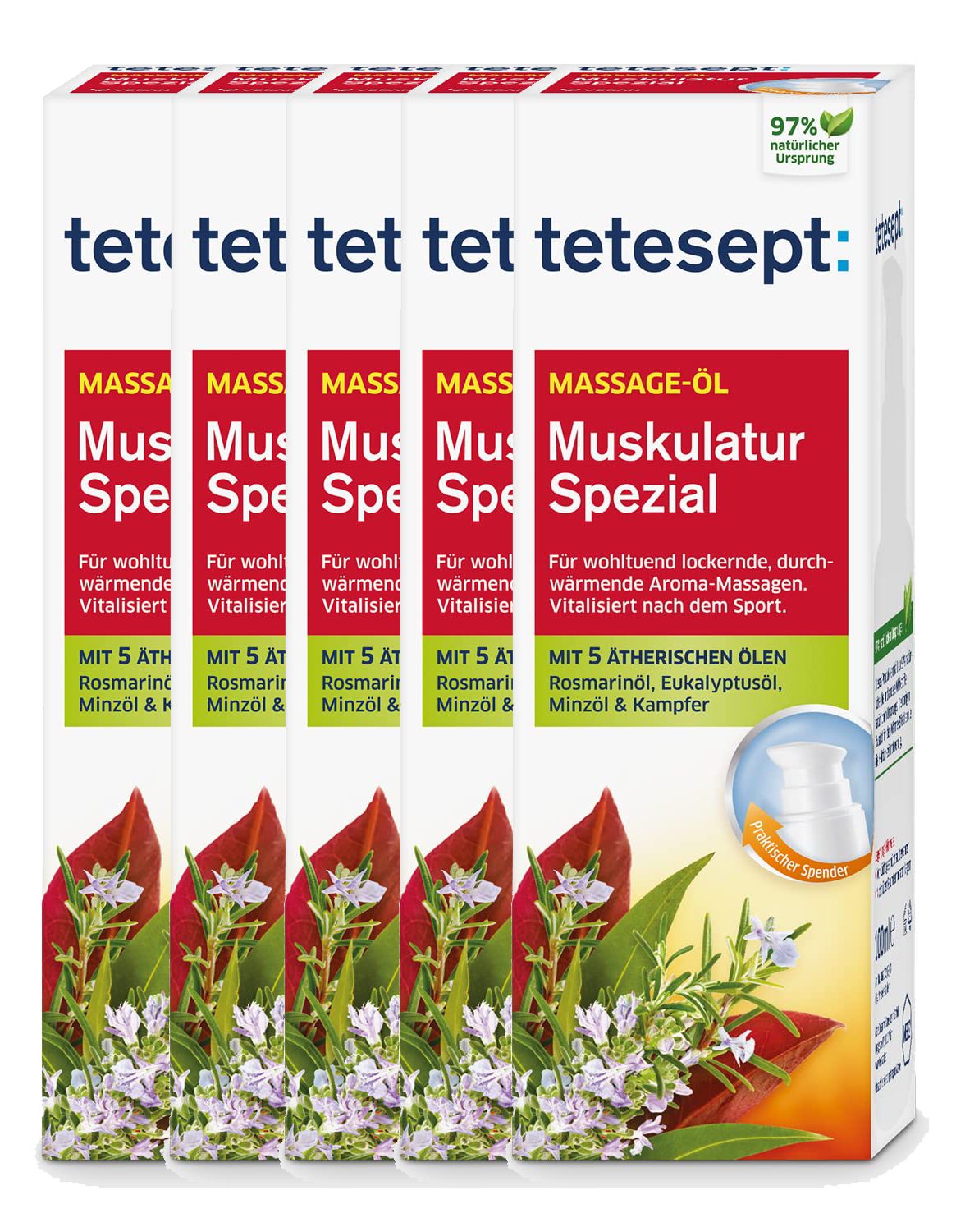 Tetesept Massageöl Muskulatur Spezial 5x100ml