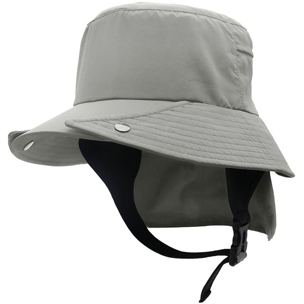 Discaver Schiebermütze UPF50+ abnehmbarer Fischerhut mit großer Krempe Schnell trocknende Mütze für Rad- und Outdoor-Abenteuer hellgrau