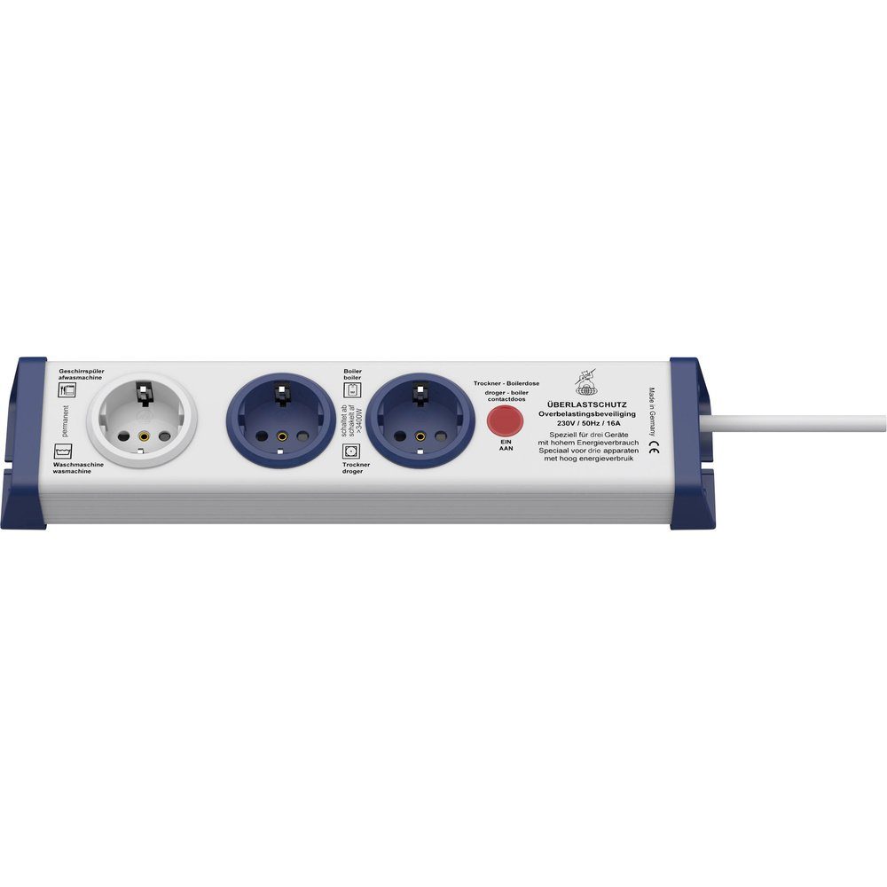 interBär interBär 8110-002.01 Steckdosenleiste 3fach Weiß, Blau Schutzkontakt 1 Steckdosenleiste (Kabellänge 1.50 m)