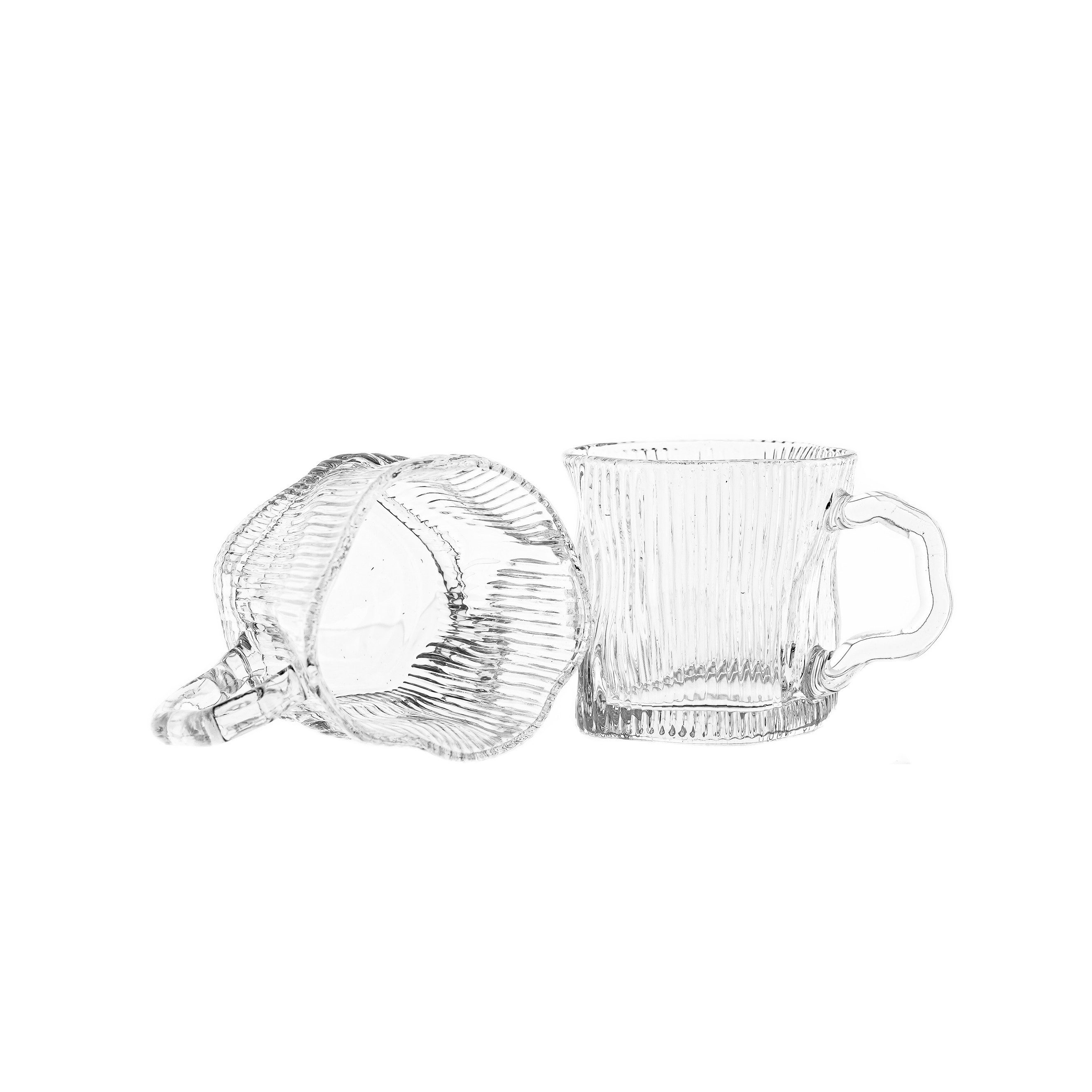 Almina Gläser-Set, 6-tlg., Glas, mit Henkel, 6-teilig mit Relief-Struktur, 245 ml
