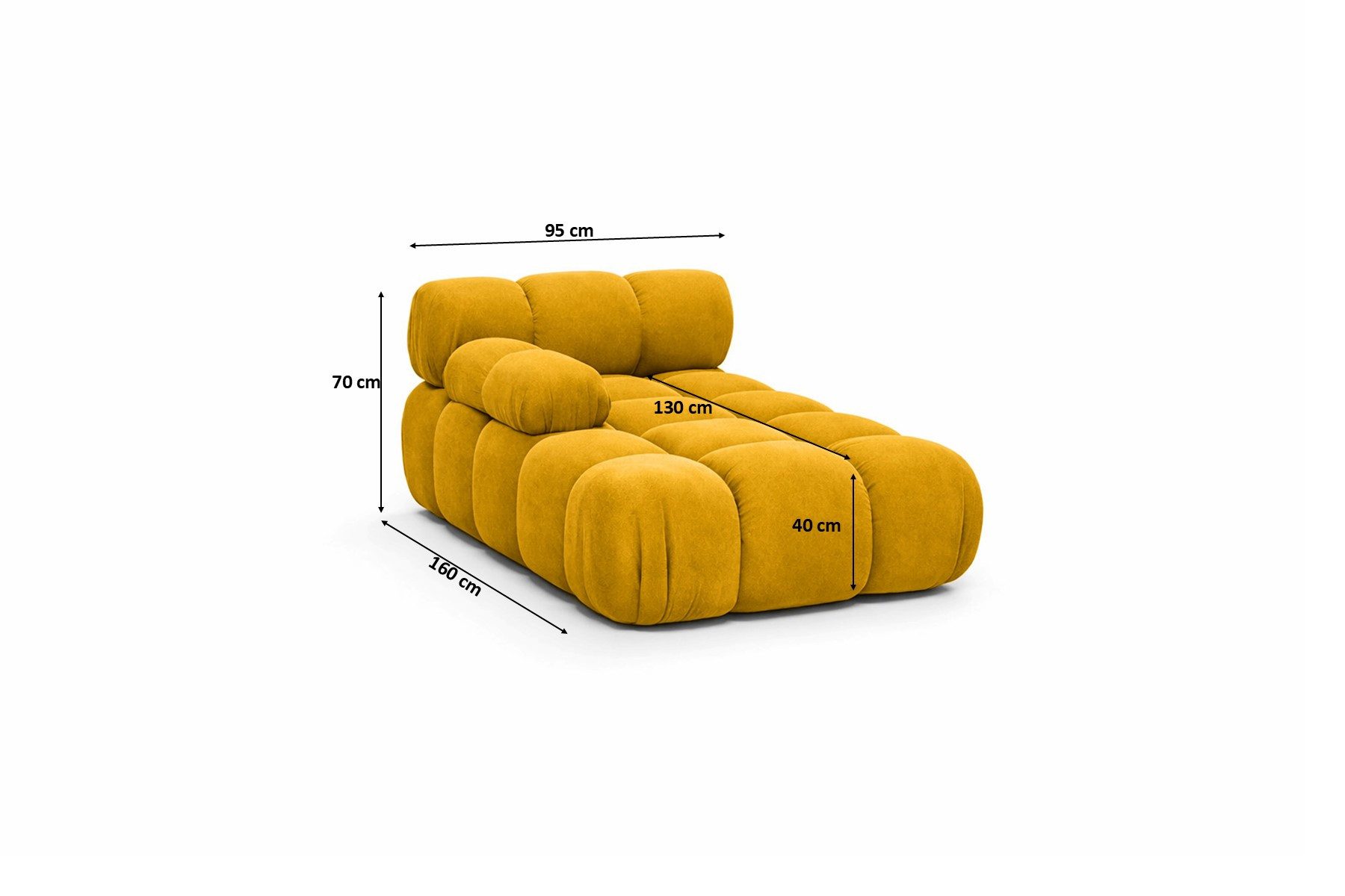 Kaiser Möbel Chaiselongue modular für Wohnzimmer, Veloursstoff Salvador, Selia, Chaiselongue, Veloursstoff Salvador,Teil eines Modulsystems,moderne, elegante Optik