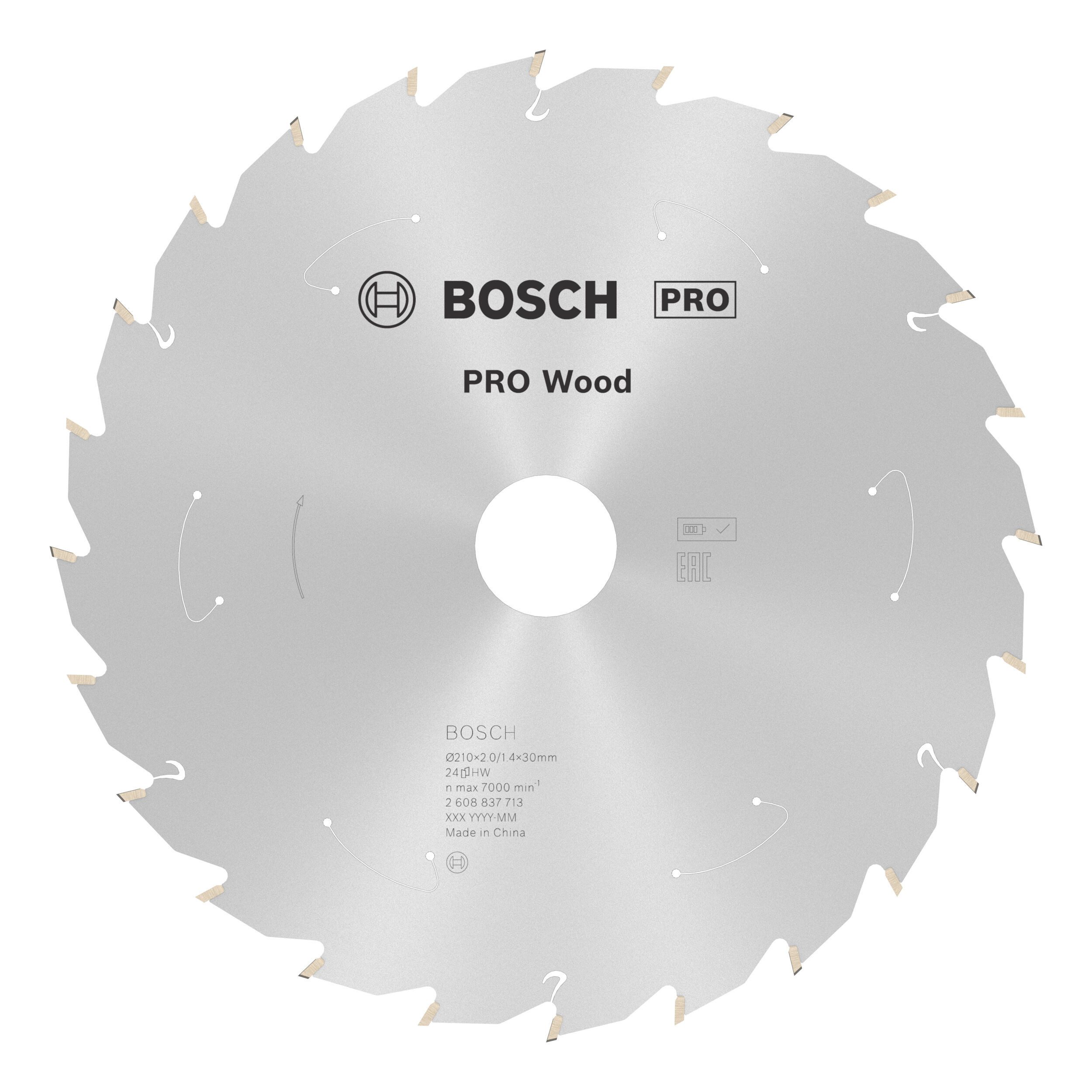 BOSCH Kreissägeblatt Pro Wood cordless, 210 x 1,7 x 30 mm, 24 Zähne, für Akku-Tischkreissägen