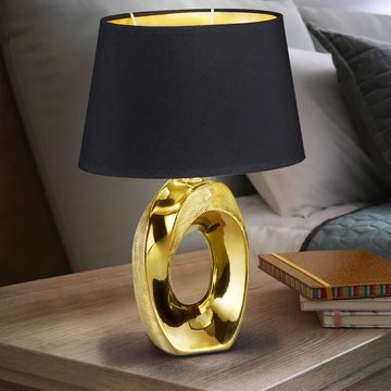 etc-shop LED Tischleuchte, Leuchtmittel inklusive, Warmweiß, Design Nacht Schreib Tisch Leuchte schwarz gold Schlaf Zimmer-