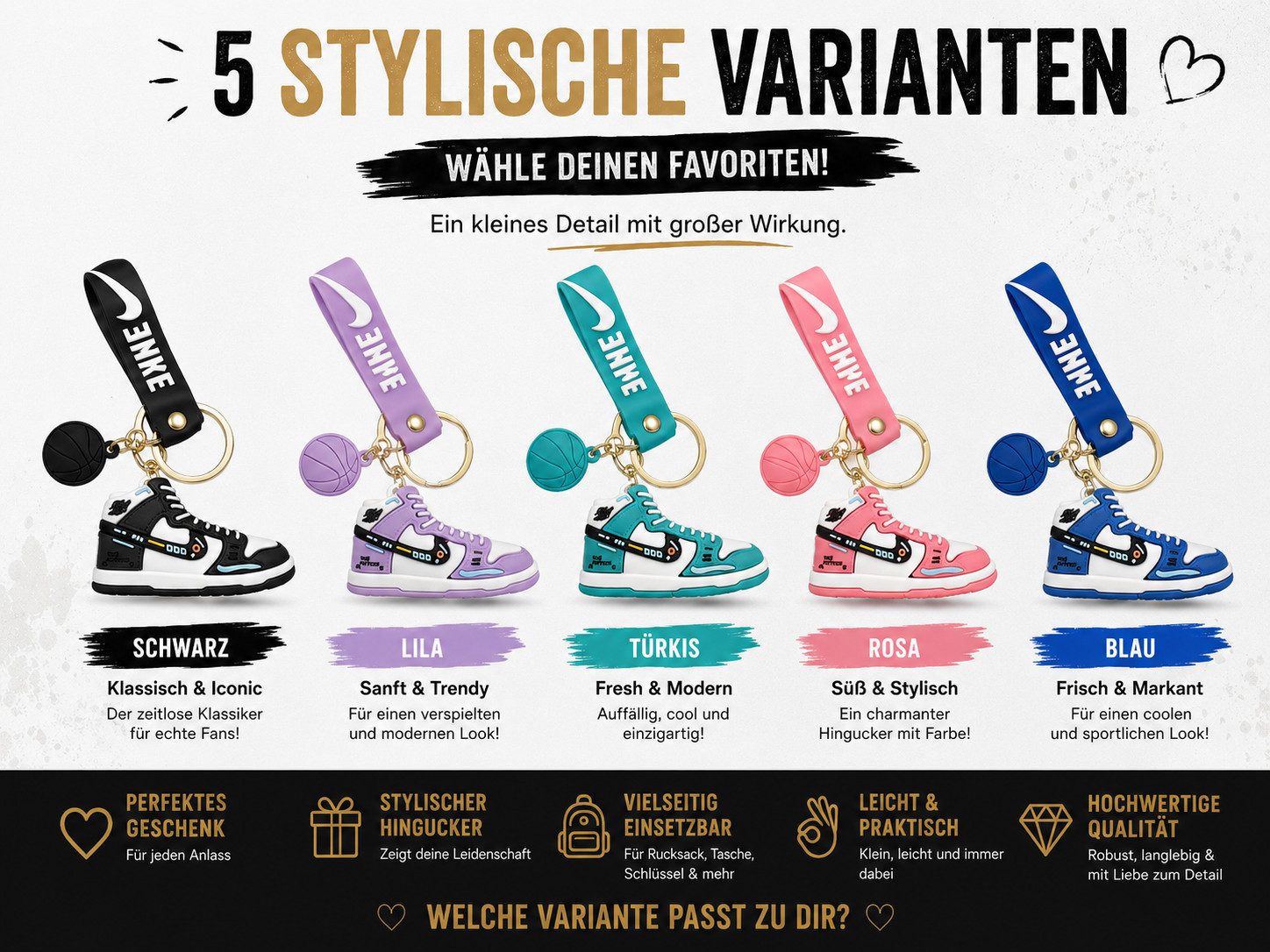 soma Schlüsselanhänger Sneaker-Rucksackanhänger Bag 6cm Basketball & Karabiner grün türkis (Set, 1-tlg., Geschenk-Set), Sportlicher Sneaker-Anhänger mit Basketb – Bild 5 von 5