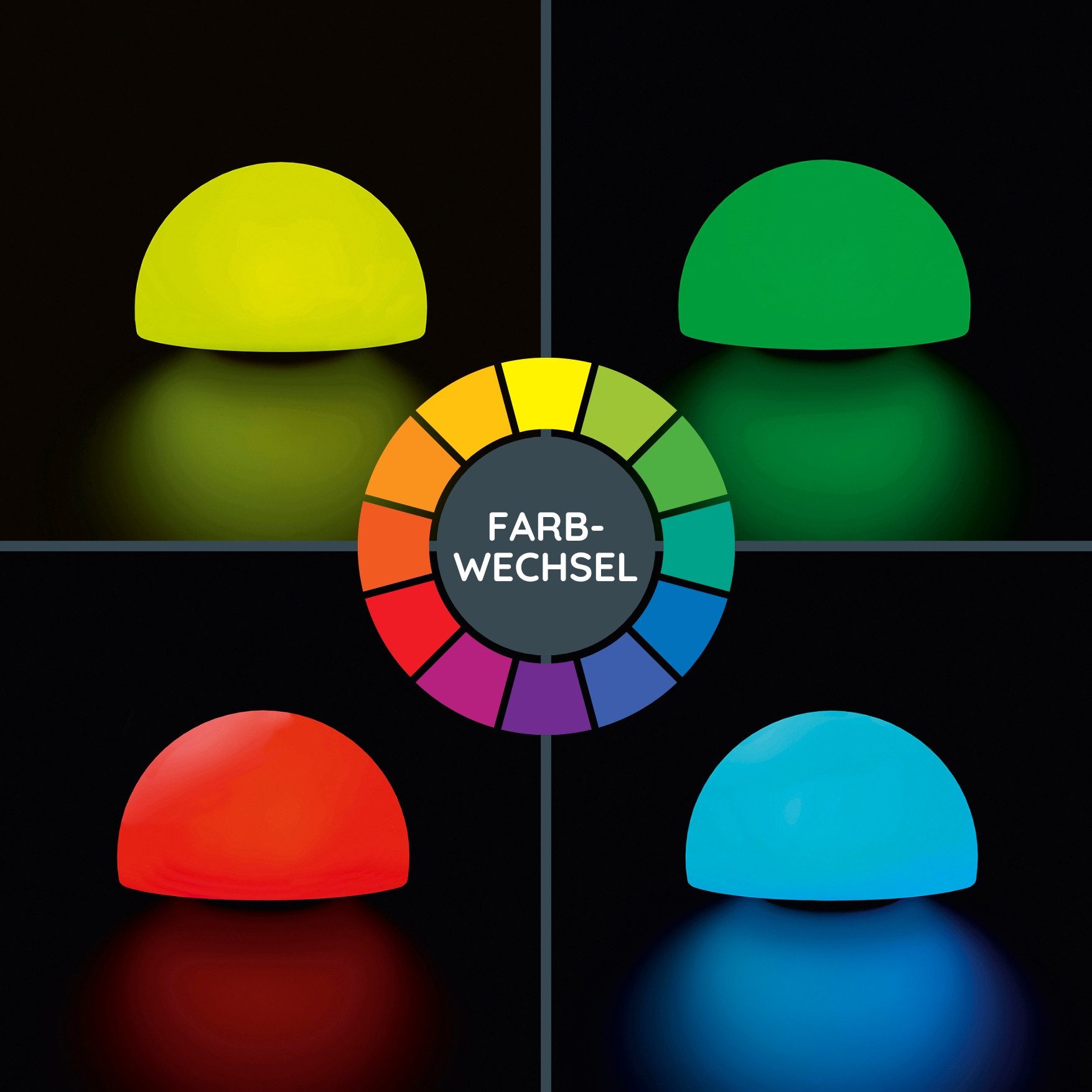 MeLiTec LED Solarleuchte 2er Set Solar-Gartenleuchte LK18 Modell Halbkugel, LED fest integriert, RGB, LED-Outdoor-Solar-Lampe, Farbwechsel-Funktion, Solar-Gartenleuchte