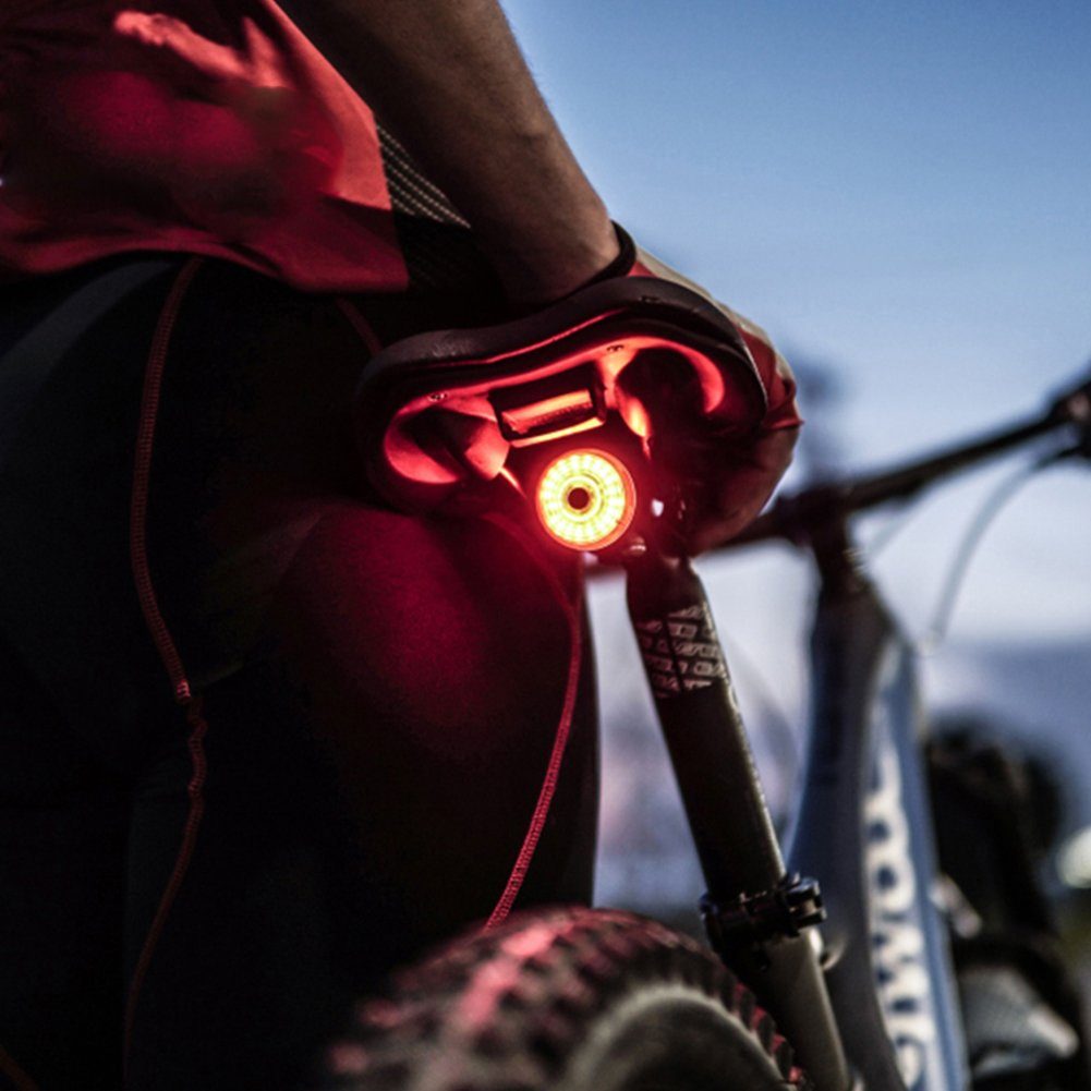 Neu Fahrradlampe Rücklicht Bremsfunktion Wasserdicht LED USB Aufladen Warnlicht 