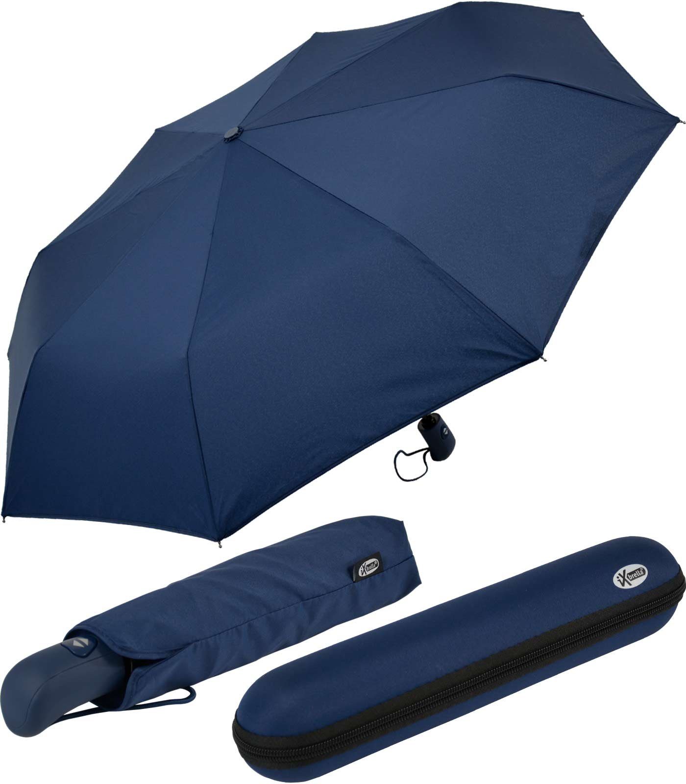 Preisnachlass iX-brella Taschenregenschirm sturmfest, First - Class windfest Automatikchirm mit Etui