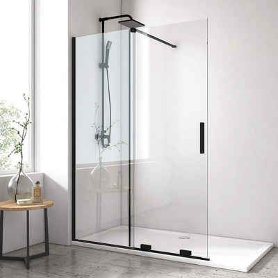 EMKE Walk-in-Dusche Duschwand 195cm Schiebetür Walk In Duschtrennwand, Einscheibensicherheitsglas, 8 mm Dusche Glas NANO einfach-Reinigung Beschichtung