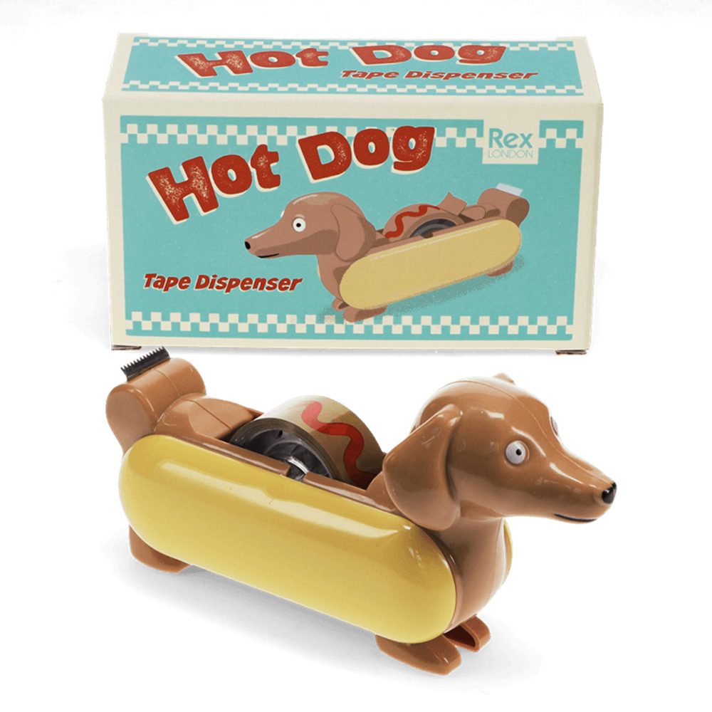 Rex London Klebeband Klebebandspender Hot Dog (Metall, Kunststoff, 1-St., ca. 15,4 x 5,5 x 8 cm) Sausage Dog, Dackel