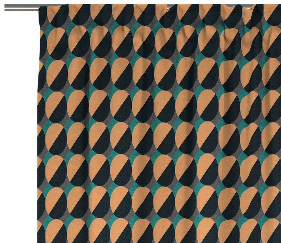 Vorhang Circles, Multifunktionsband Jacquard, Adam, orange/dunkelblau/türkis (1 blickdicht, St), aus nachhaltig Bio-Baumwolle