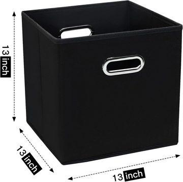 Brücke Aufbewahrungsbox 3 Stück Schwarze Stoff-Aufbewahrungsbehälter mit ovalen Ösen (3 St), Faltbar Aufbewahrungsbox, Aufbewahrungsbox Regalkorb Organizer