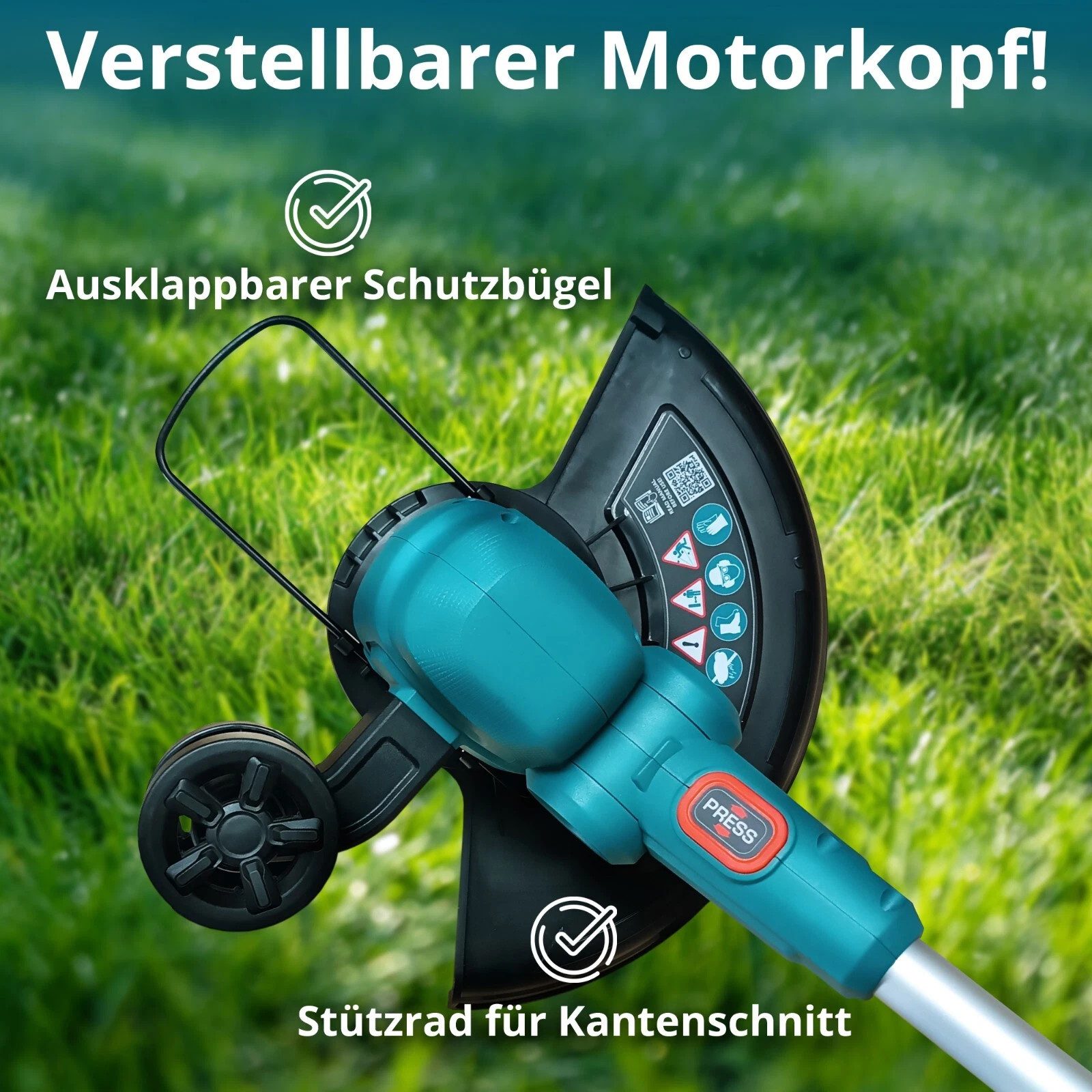 Könner & Söhnen Akku-Rasentrimmer KS CST-20V, (1 St), drehbarer Griff, verstellbarer Motorkopf, Führungsräder