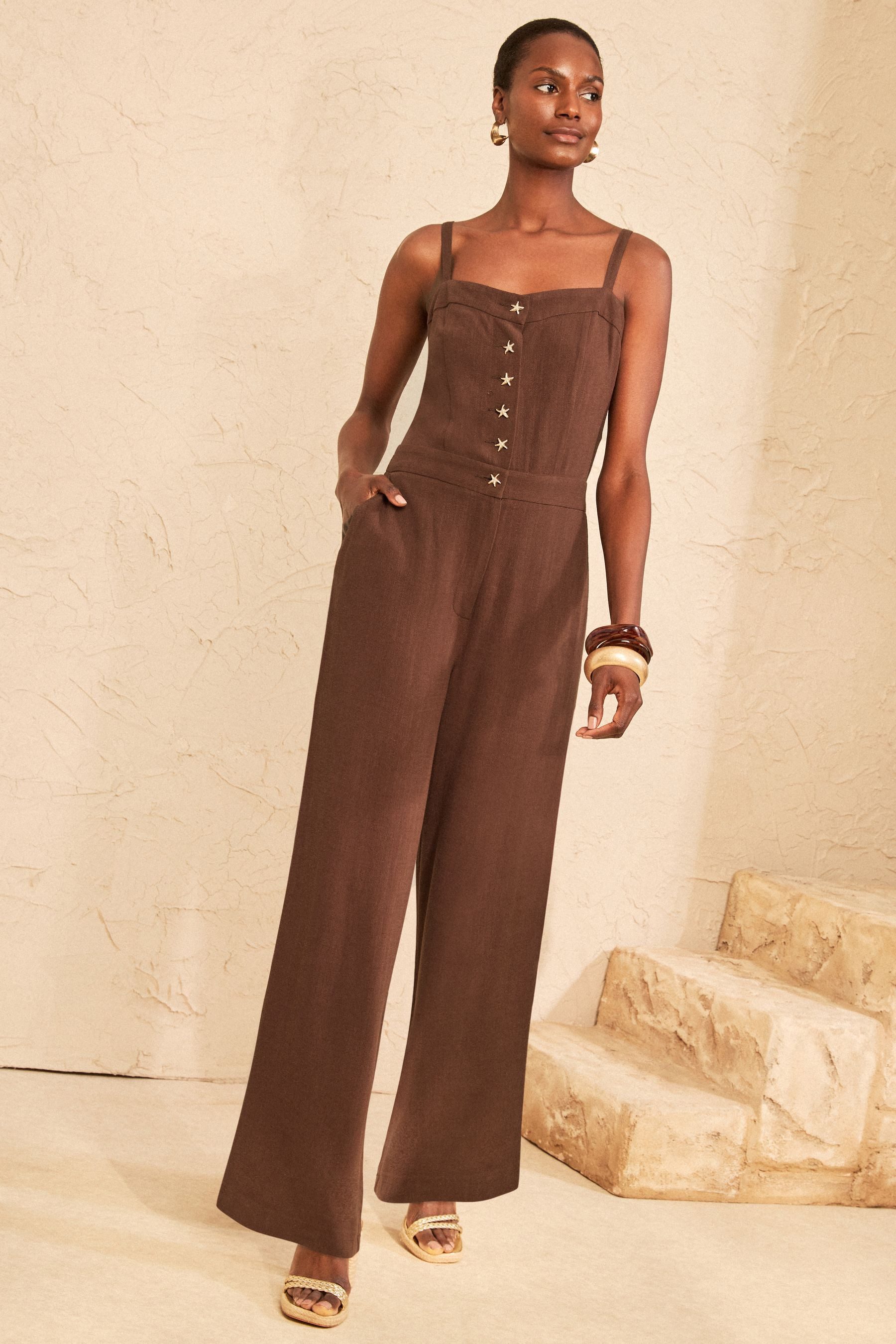 Love & Roses Jumpsuit Love & Roses Jumpsuit mit Seestern-Knöpfen (1-tlg)