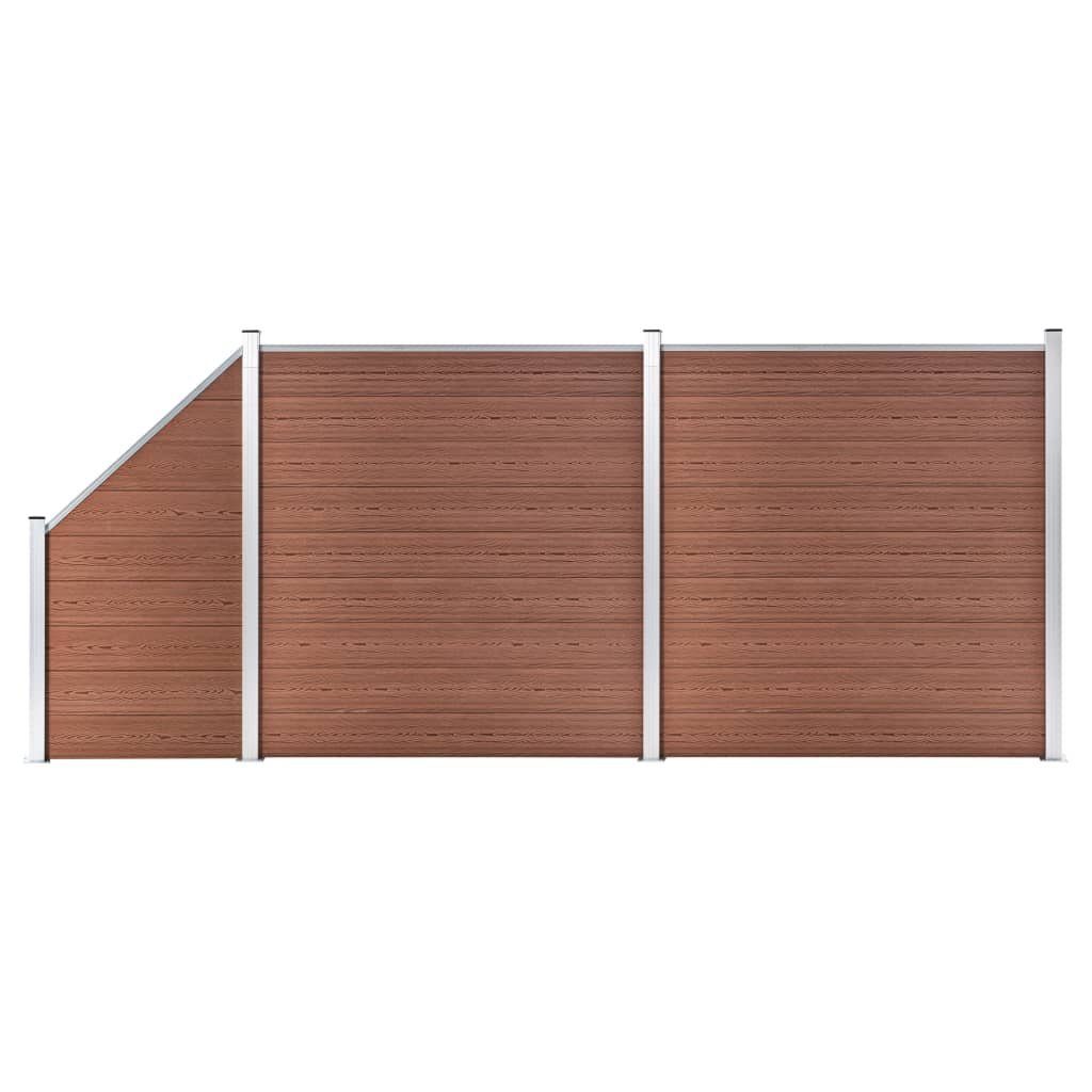 vidaXL Gartenzaun WPC Zaun-Set 2 Quadrate + 1 Schräge 446x186 cm Braun, (1-St)