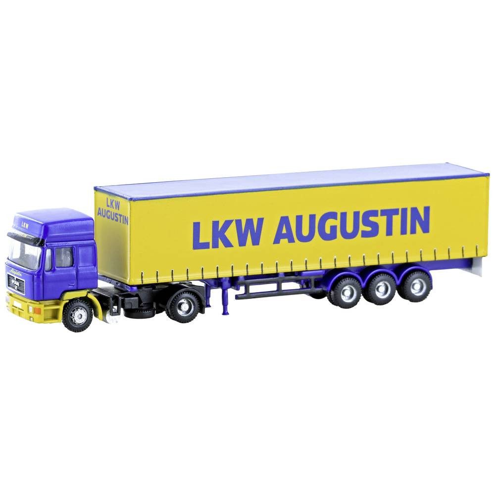 Modelleisenbahn-Straße N MAN F90 Gardinenplanen-Sattelzug LKW Augustin
