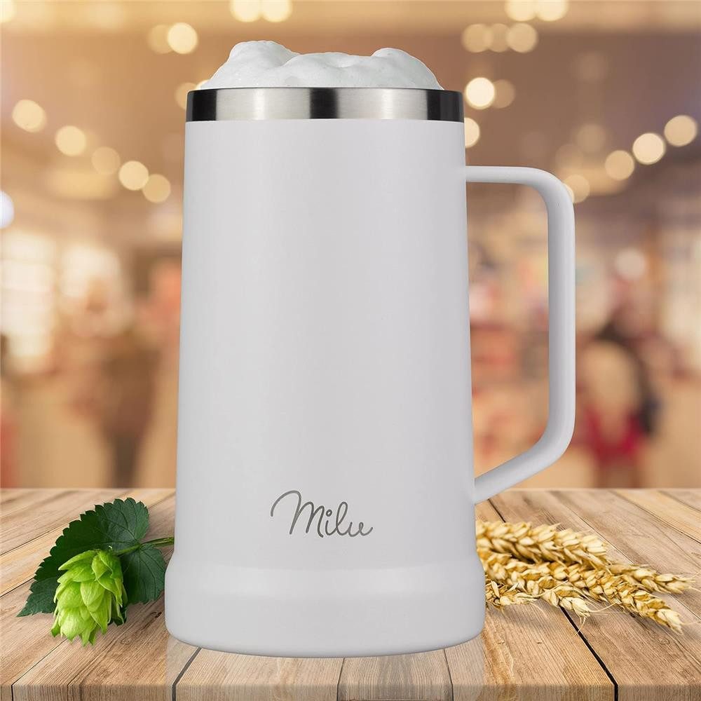 Milu Bierkrug Edelstahl 700 ml, isoliert mit Deckel, auslaufsicher