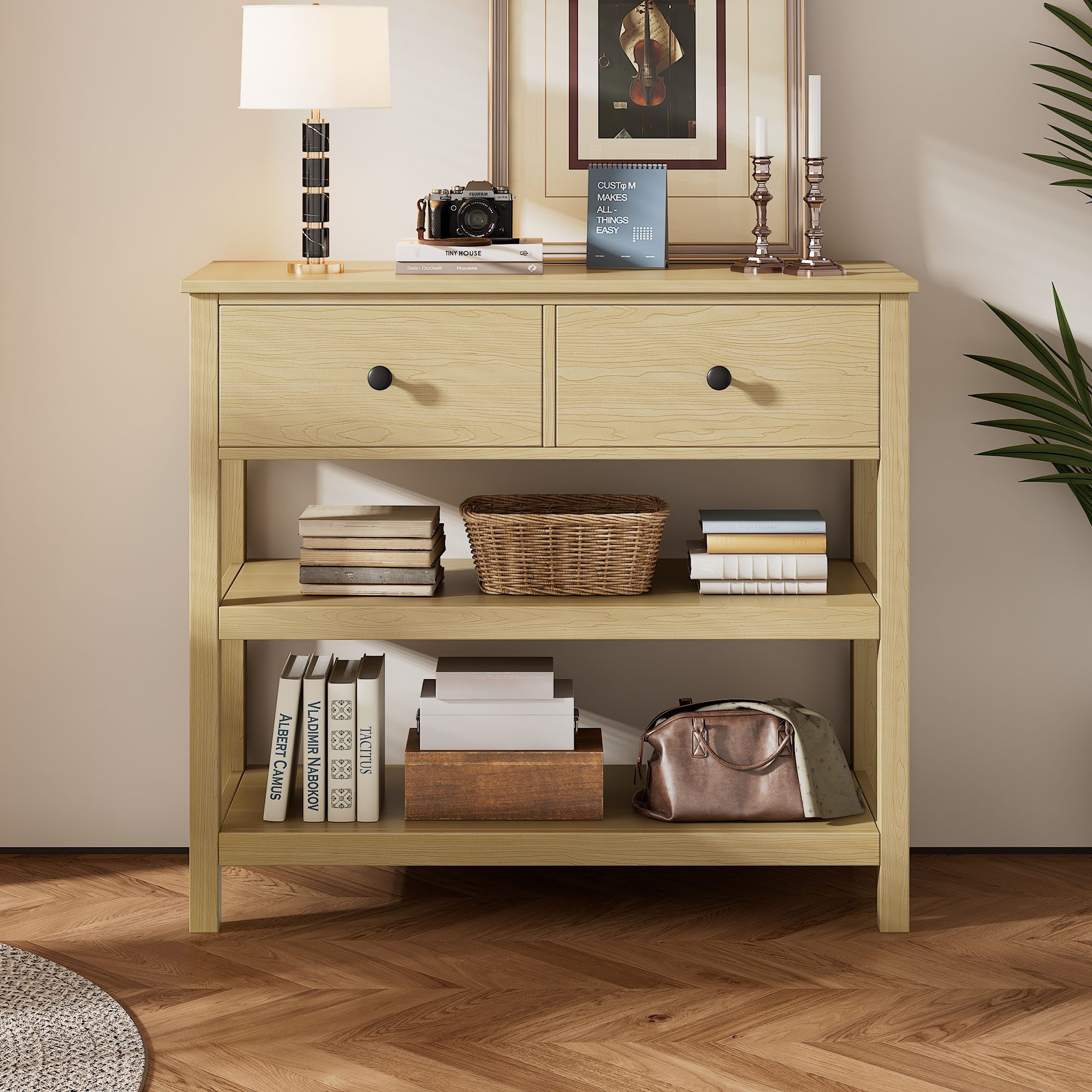 Flieks Konsolentisch (1-St., B85/T35/77 cm), Beistelltisch mit 2 Schubladen günstig online kaufen