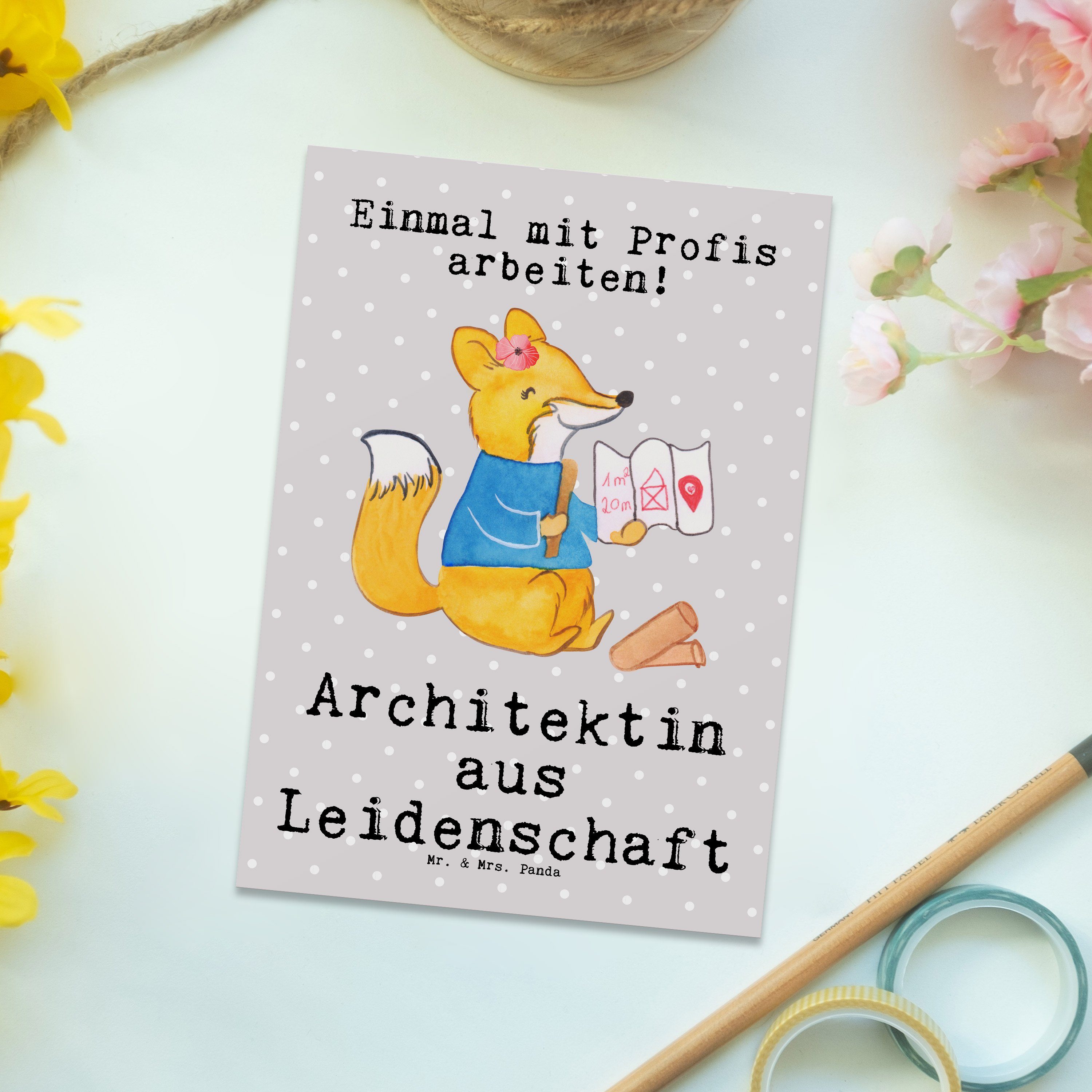 aus Pastell Architektin - Leidenschaft & Mrs. Studiu Panda Geschenk, Postkarte Firma, - Mr. Grau