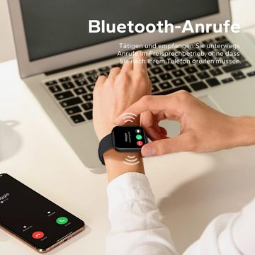 Amzhero Smartwatch (1,96 Zoll, Android iOS), 20+ Trainningsmodi SpO2 Tracking Schlafüberwachung Herzfrequenzmessung