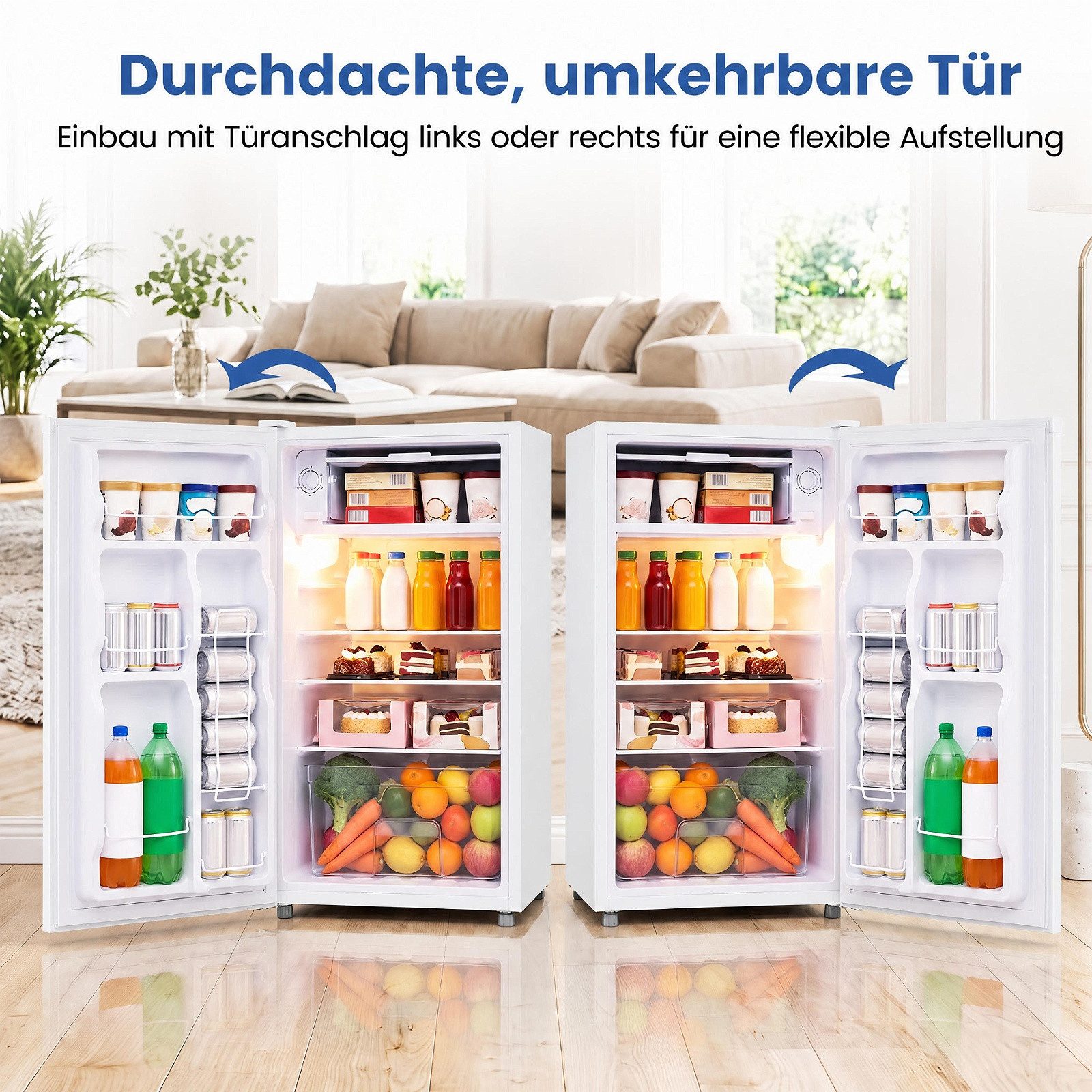 COSTWAY Kühlschrank FP11237DE/BC-98, 77.5 cm hoch, 44.5 cm breit, 98L, < 39dB – Bild 4 von 5