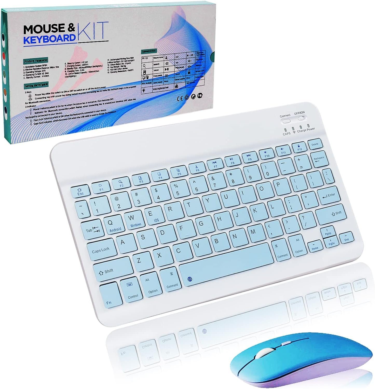 Civetes Kabellos Mini Ultra-Dünn Tastatur- und Maus-Set, Revolutionäre kabelloseTastaturundMaus:Effizienz Stil und Flexibilität
