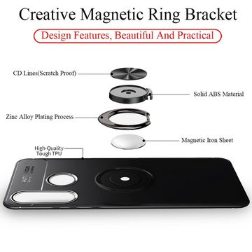 Nalia Smartphone-Hülle Huawei P30 Lite, Matte Silikon Hülle mit Ring / Drehbarer Fingerhalter / Standfunktion