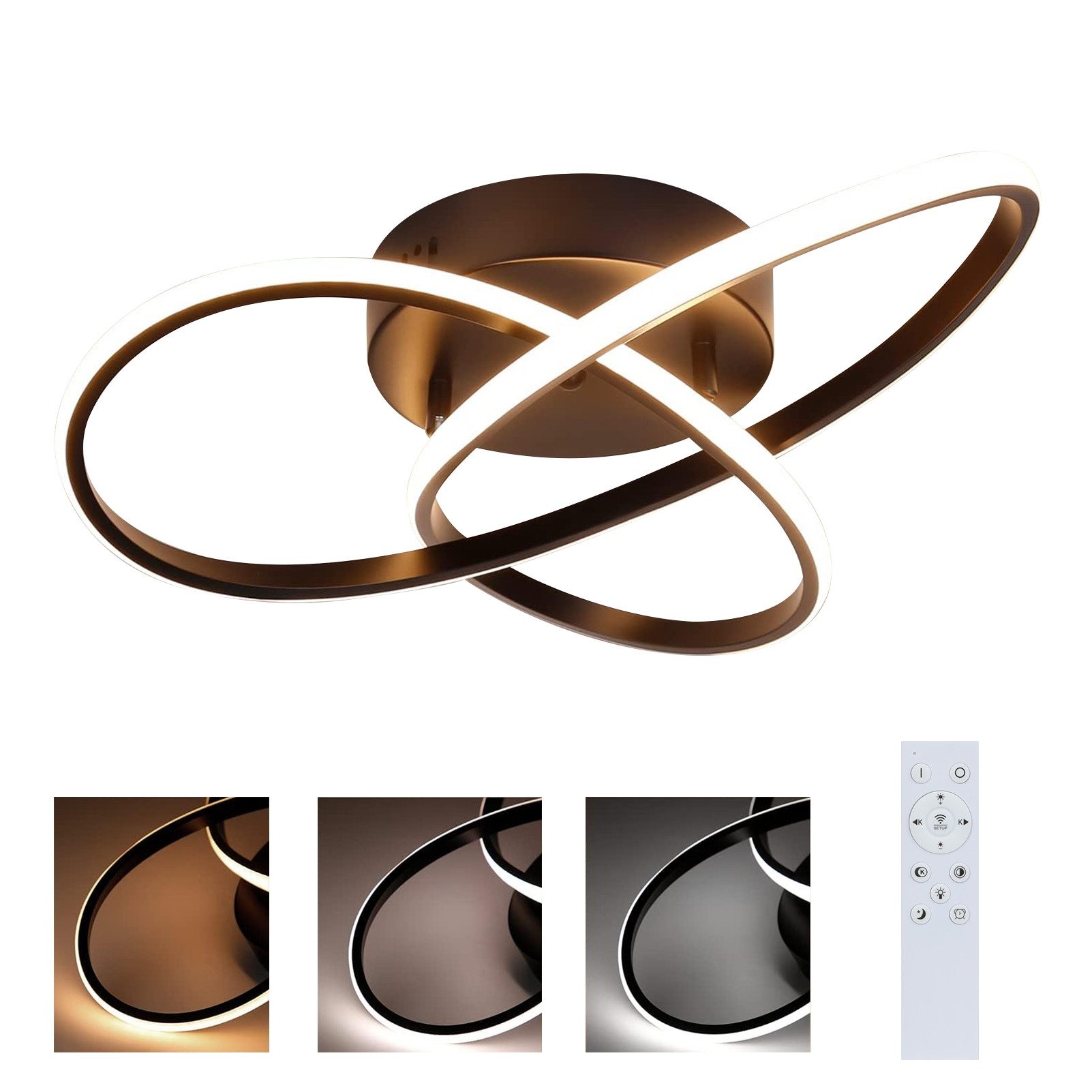 ZMH LED Deckenleuchte 3 Blatten Geometrie Design, dimmbar, LED fest integri günstig online kaufen