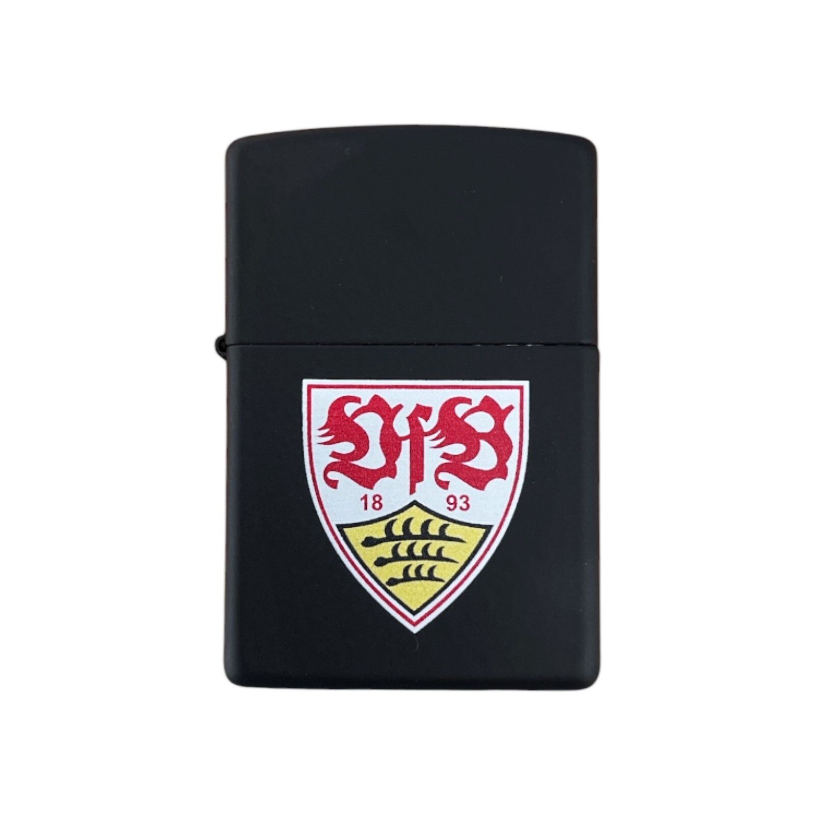 Zippo Feuerzeug Fussball VFB Stuttgart matt schwarz oder chrome gebürstet, offizielle VFB Stuttgart Lizenz
