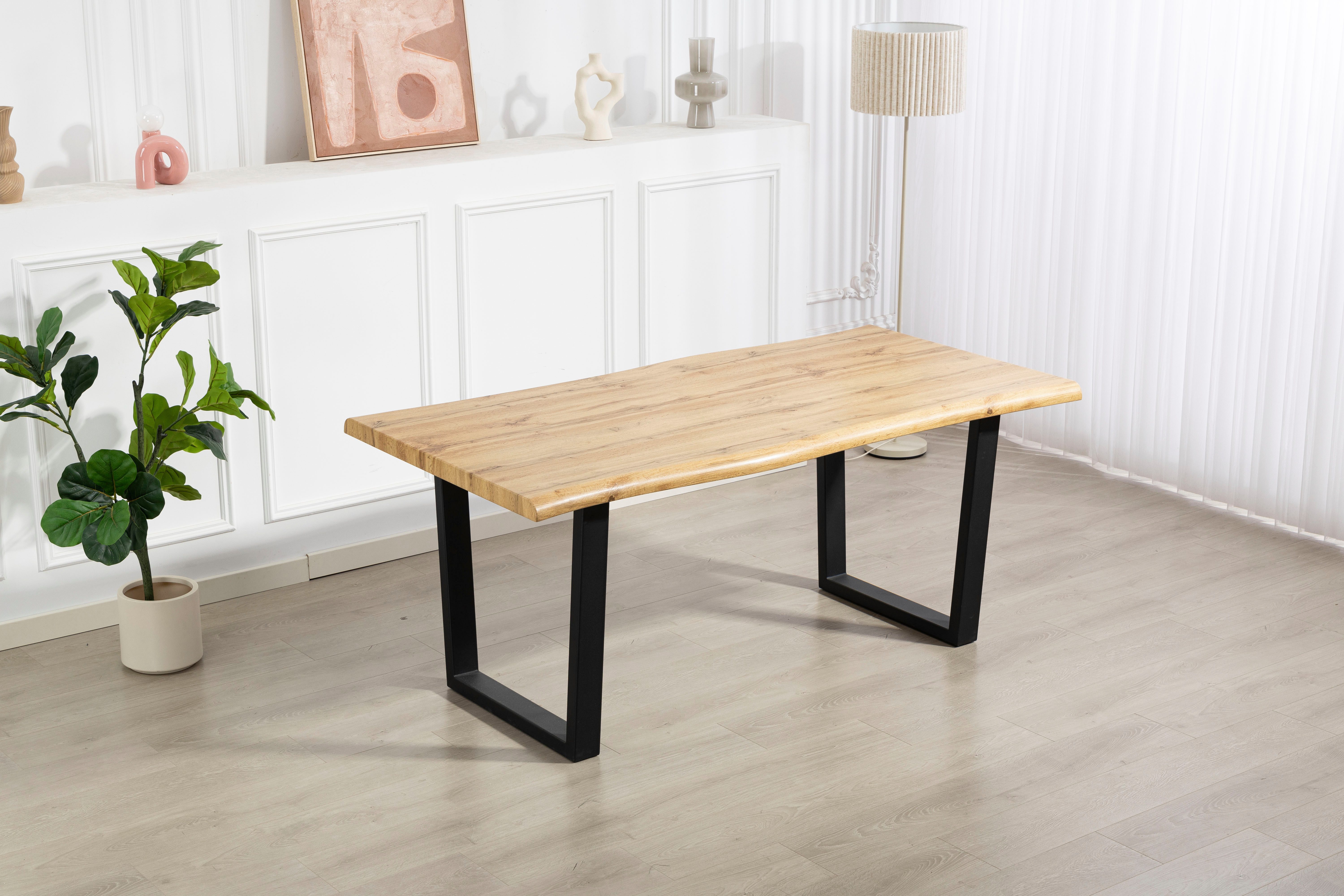 Duo Collection Baumkantentisch Tisch Thea, Massives Kufengestell aus Metall, Belastbarkeit bis 100 kg