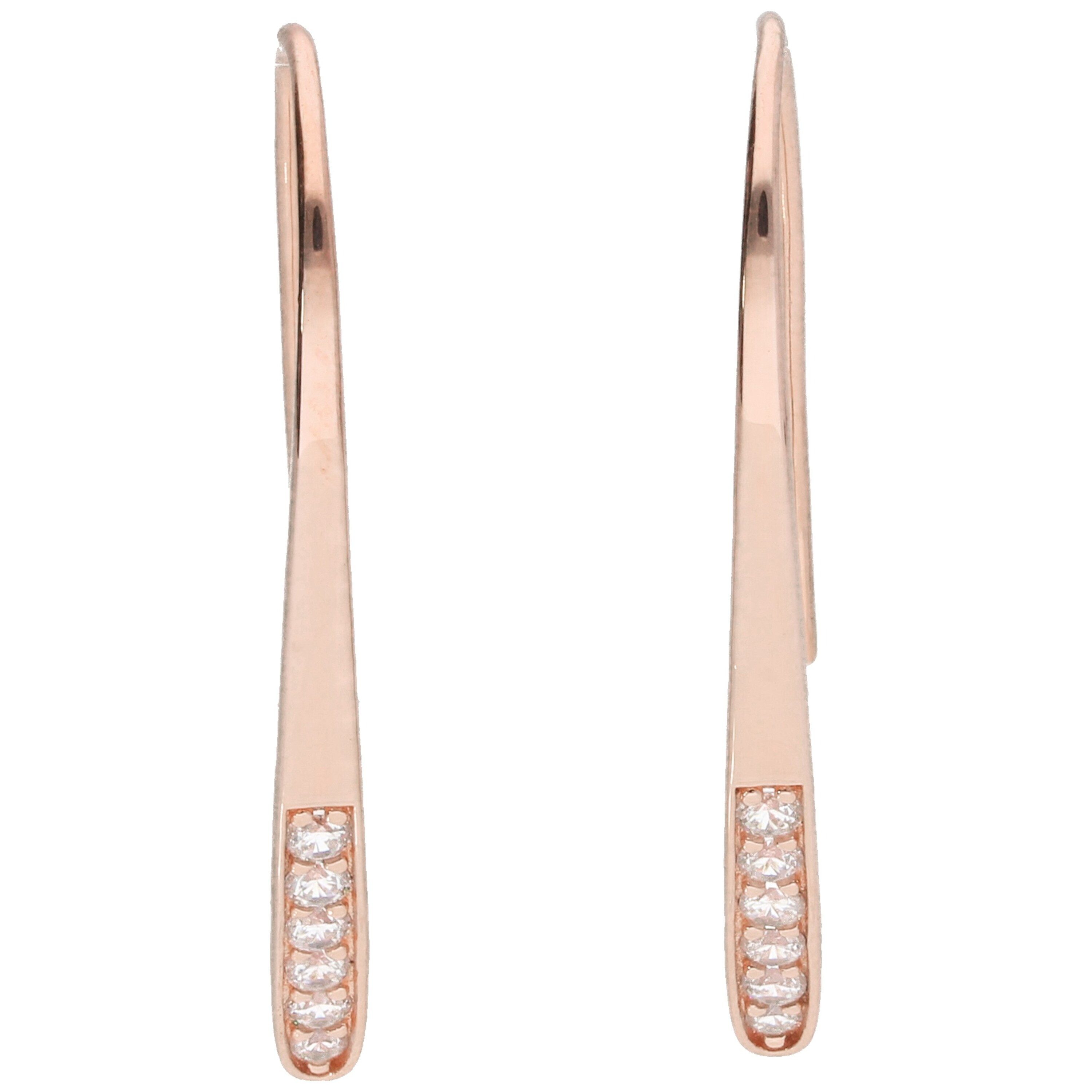 Smart Jewel Paar Ohrhaken mit Zirkonia, rosé vergoldet, Silber 925