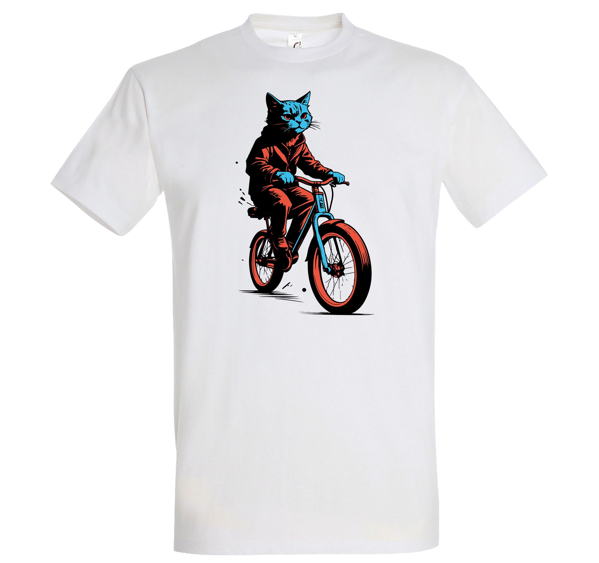 Print-Shirt Katze Fahrrad Herren T-Shirt