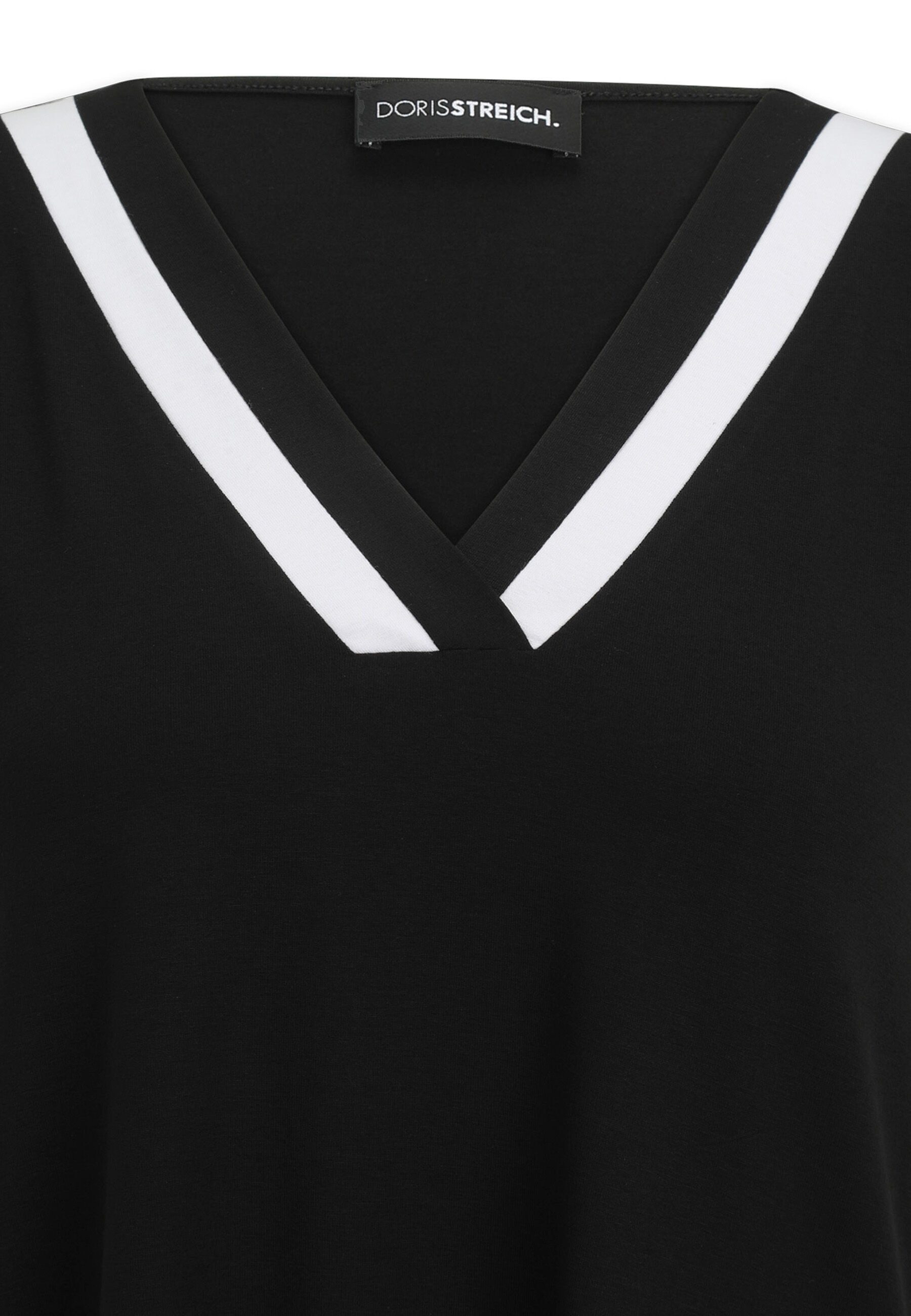 Doris Streich V-Shirt mit dekorativen weißen Einsätzen