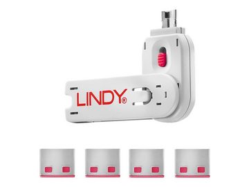 Lindy LINDY USB Port Schloss (4 Stück) mit Schlüssel: Code ROT - P PC-Lautsprecher