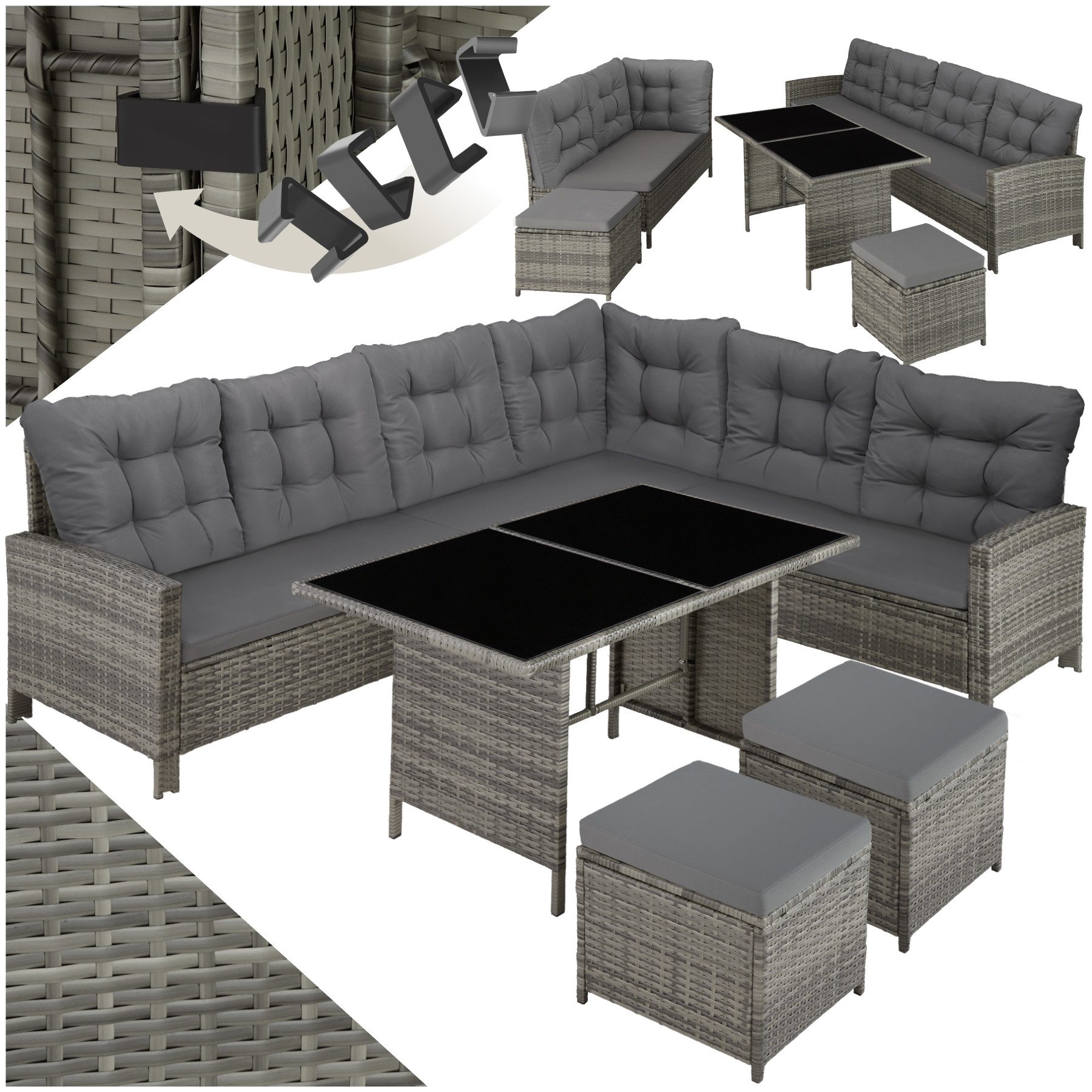 tectake Loungeset Rattan Lounge, (Set., 6-tlg), günstig online kaufen