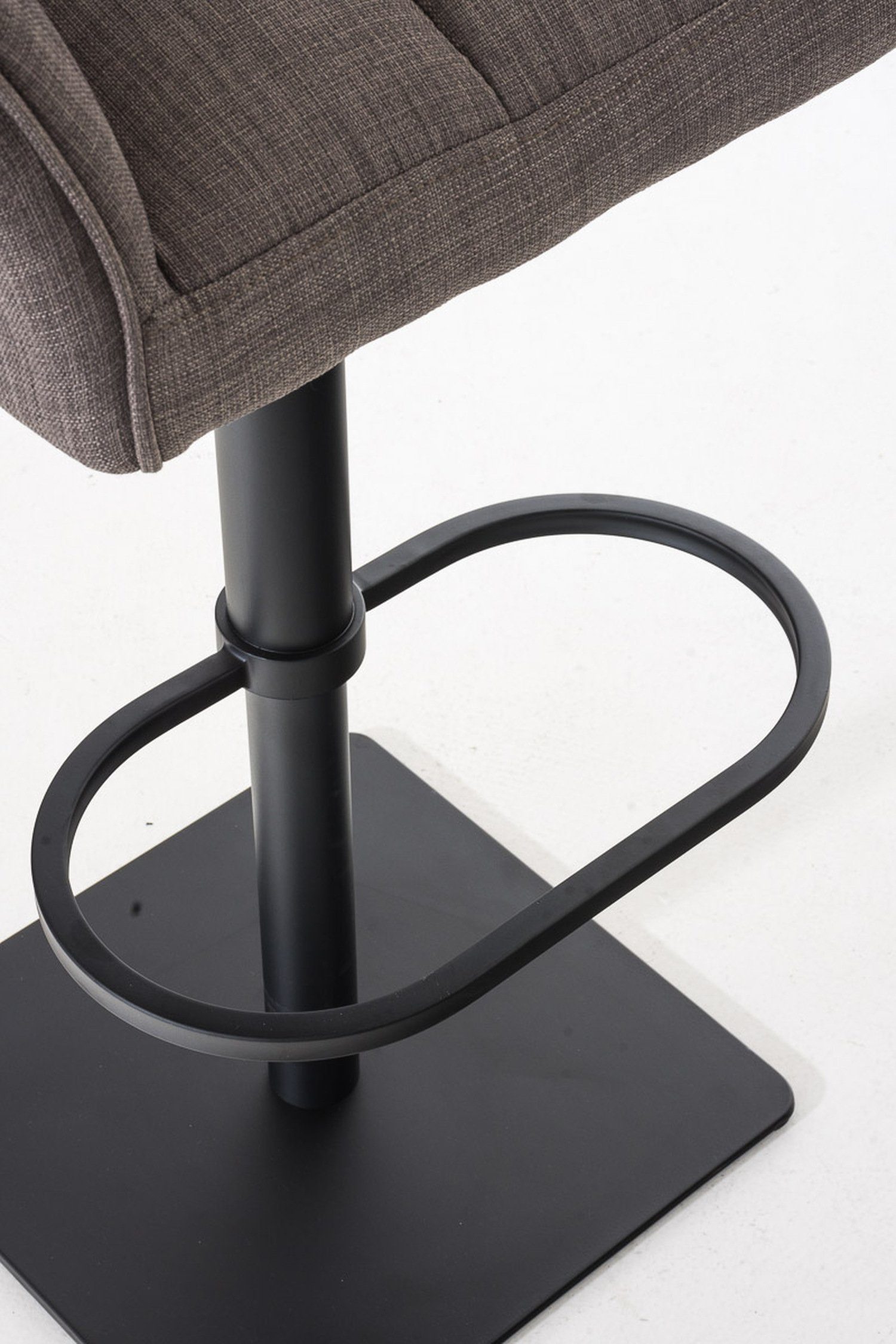 für - drehbar Stoff Sitzfläche: Grau TPFLiving matt Rückenlehne - schwarz & Küche), Hocker Theke Fußstütze Metall Barhocker Damaso - und 360° (mit