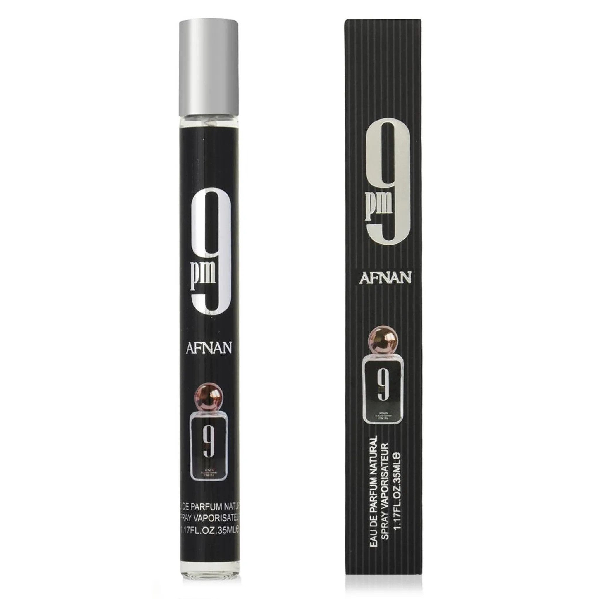 Afnan Eau de Parfum 9pm Eau de Parfum (EDP) Herren Spray Reiseparfum Bundle 2x35ml, Süß-würziger Duft mit Apfel, Zimt, Orangenblüte und Vanille