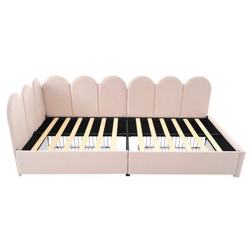 Flieks Polsterbett, Einzelbett Daybett Tagesbett Schlafsofa mit 2 Schubladen Samt 90x200cm